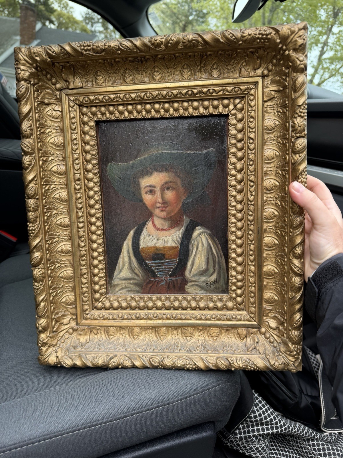 Medium Mid-19th Century AMERICAN Oil Painting Portrait of Girl Sophia Walker