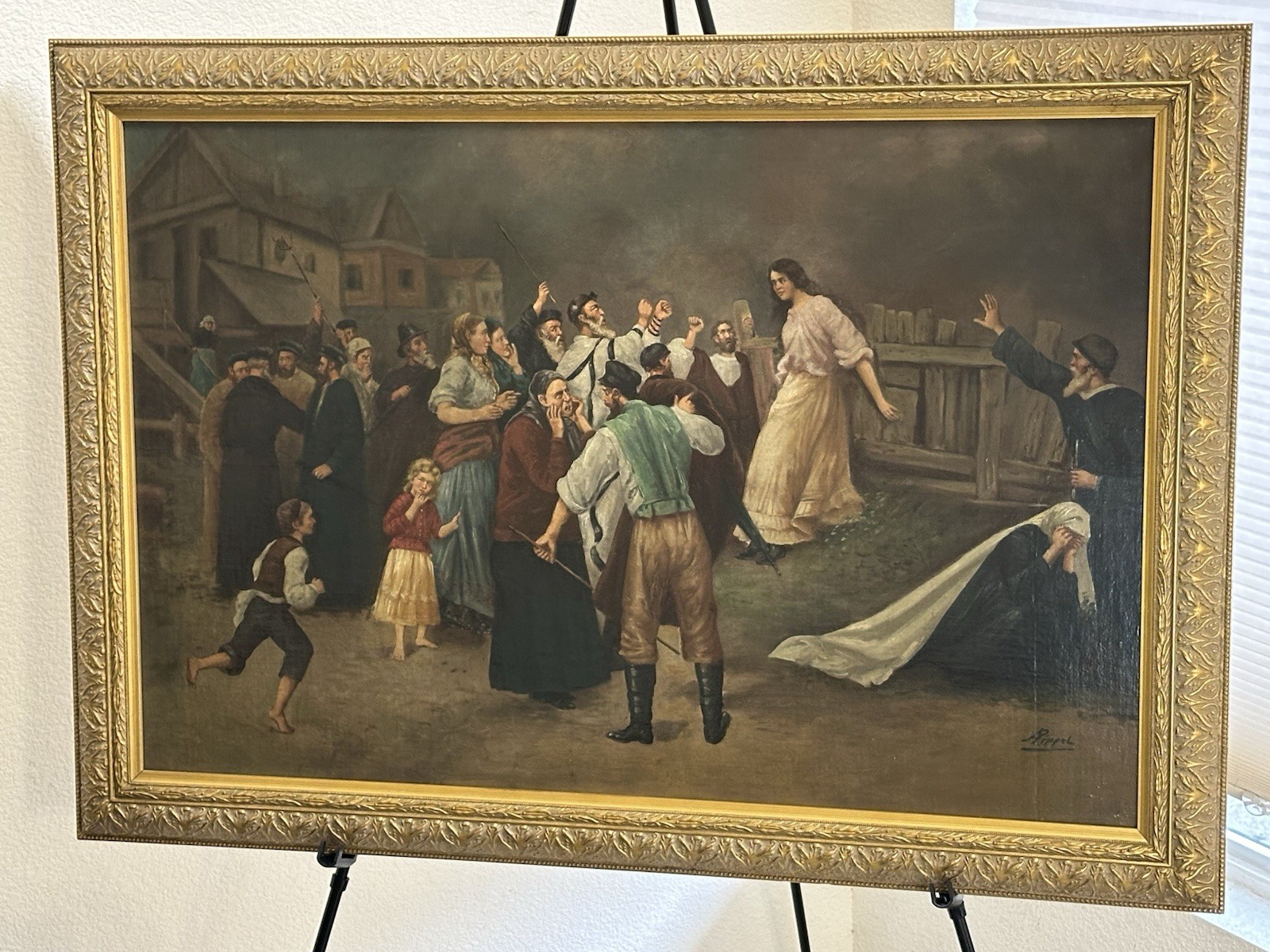 Artist Unknown – Oil on Canvas. Victim Before Crowd – Jewish