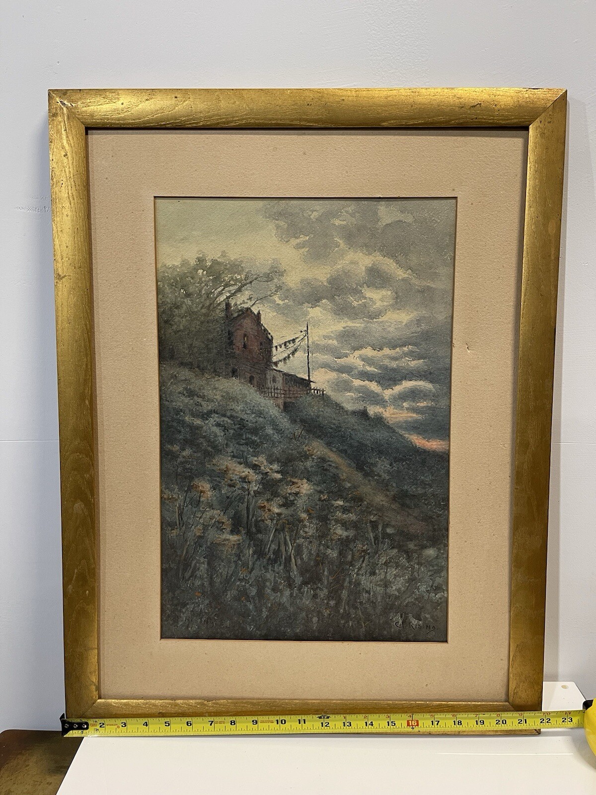 Antique Landscape Framed Signed C P Rising Charles Parmelee Rising