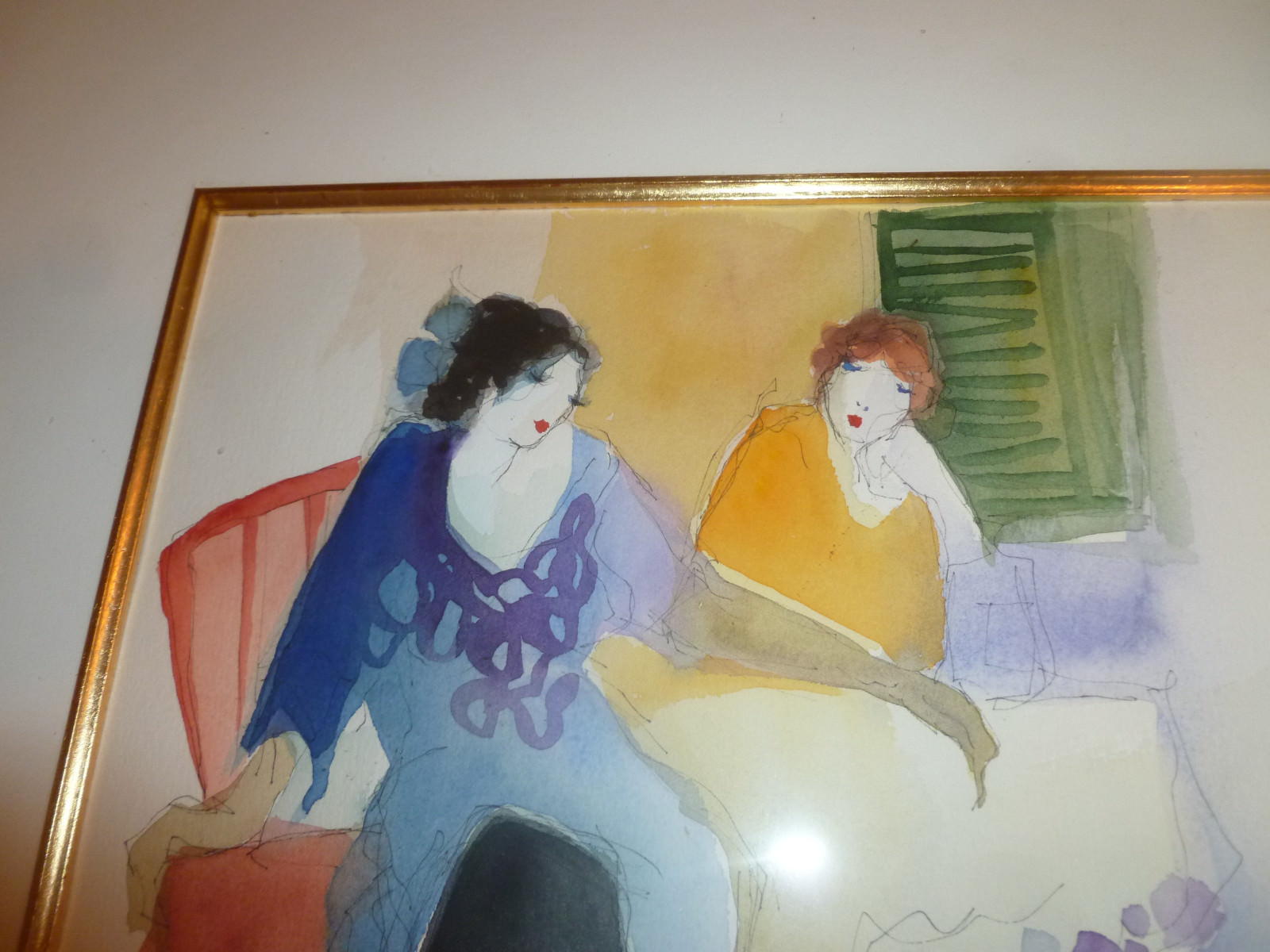 ITZCHAK TARKAY ORIGINAL WATERCOLOR, FRAMED DIMENSIONS 25 x 22 PERFECT