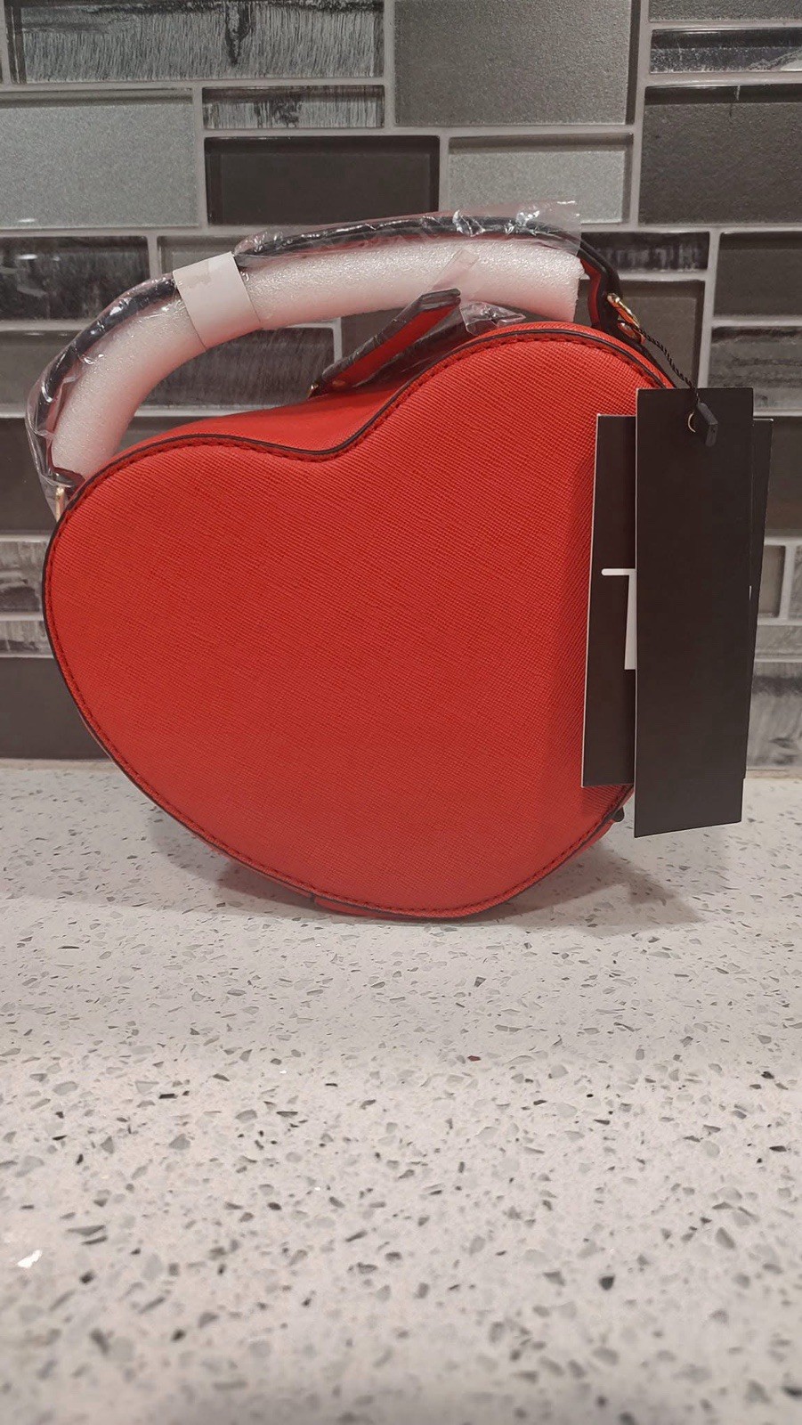 Halloween Hand Painted Ghostface Red Heart Vegan PU Leather Crossbody Purse