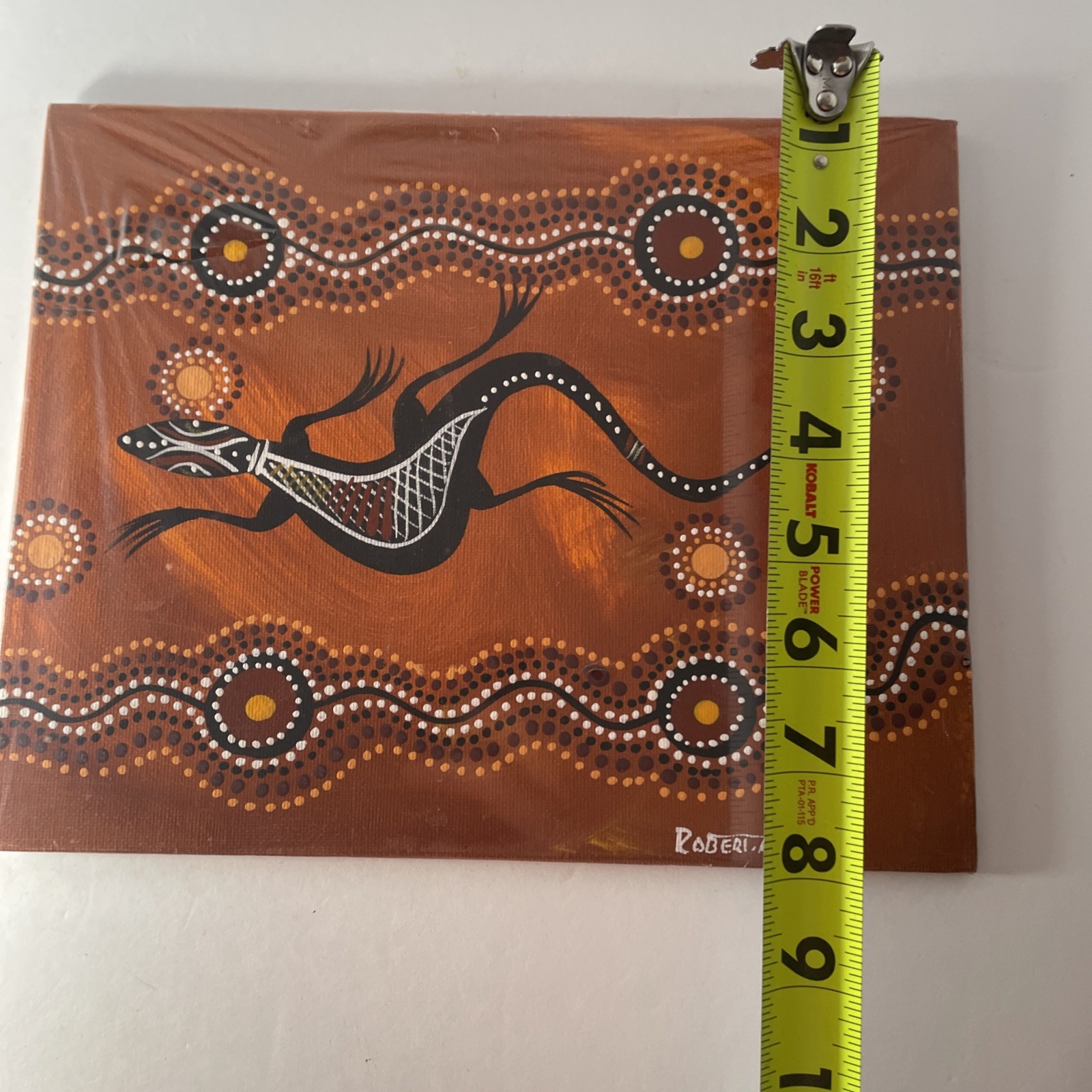 Robert Appo Original Lizard Aboriginal Art Acrylic on Canvas Signed