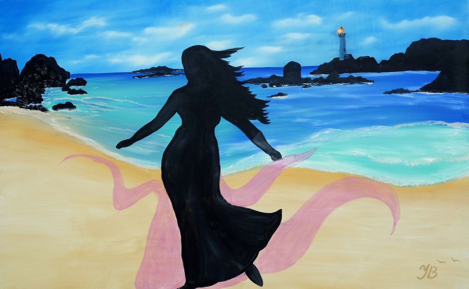 Art, Painting, «A Strolling Shadow» Giclee on Canvas 22″x 35″ Yelena Berzon