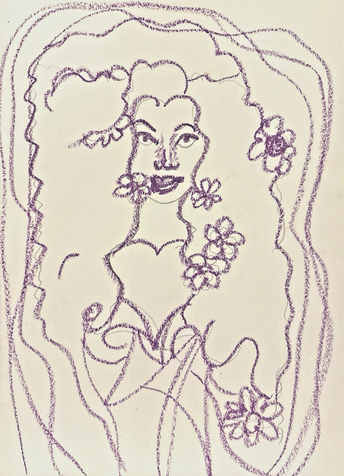 original painting whimsical woman line poses abstract 9X12 fine art home design
