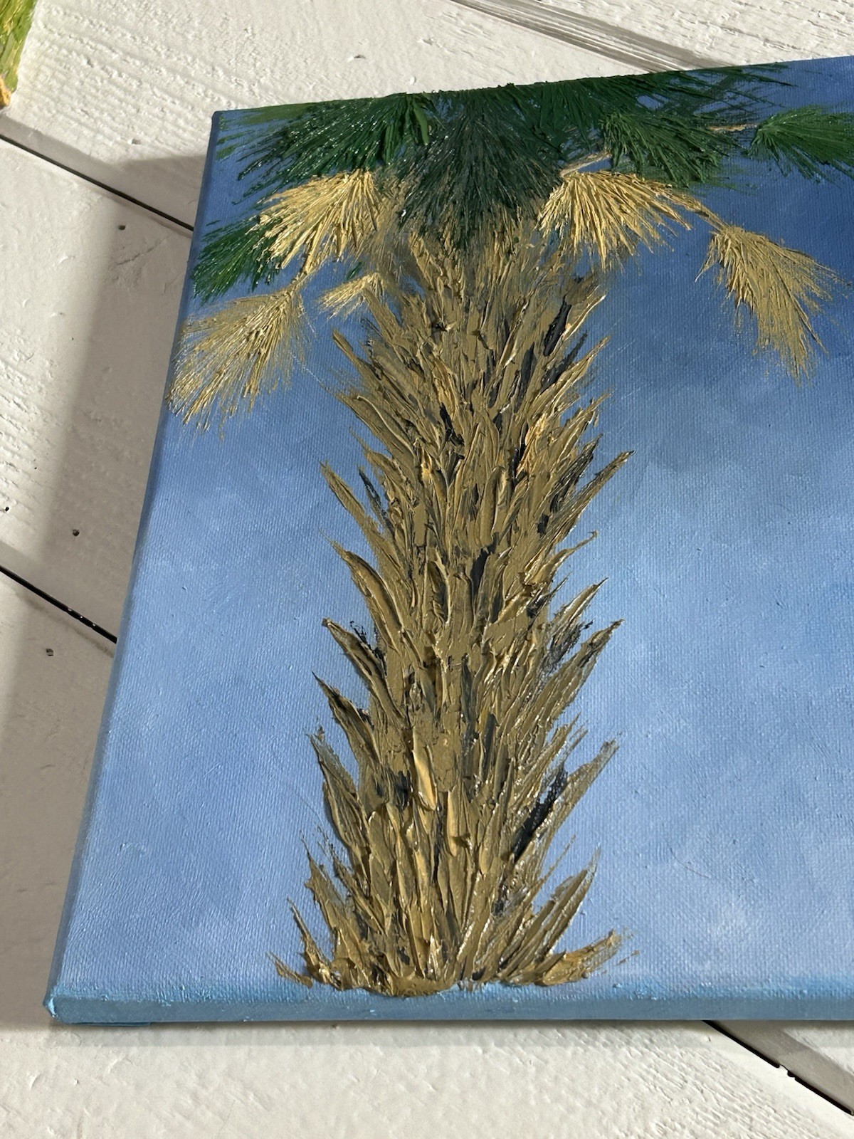 Florida Palm tree Original Hand Painted Oil Painting 12×12 In Canvas Signed