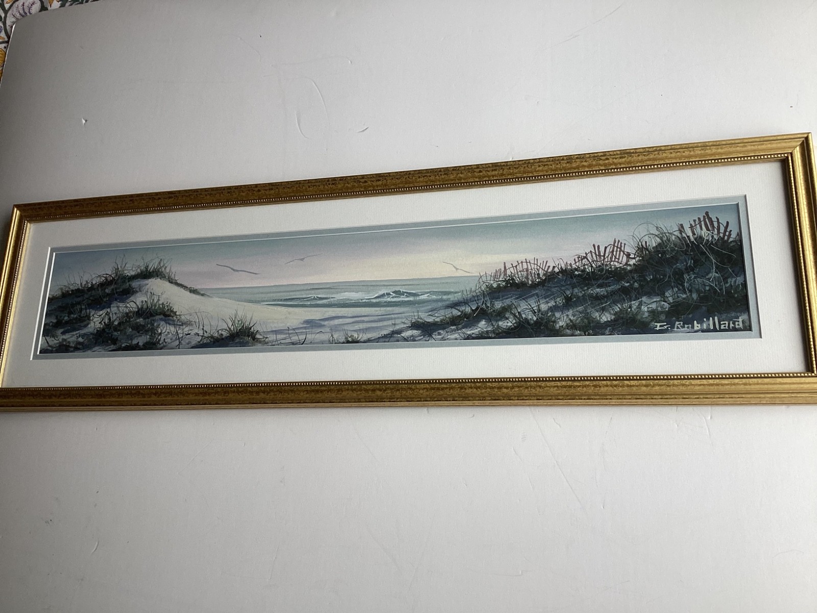 Gerald Robillard Rhode Island Artist Long Ocean View Watercolor