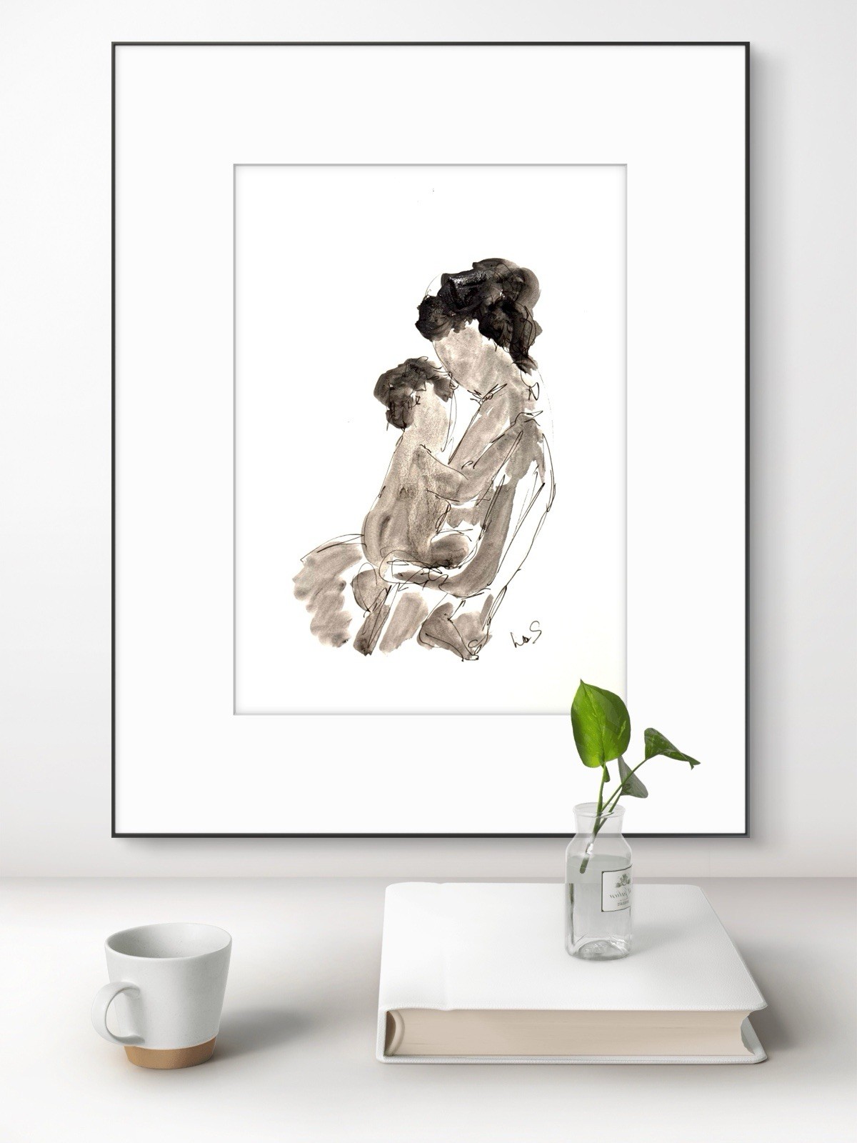 Original Abstract Expressionism 9×12 Mother and Child Mother’s Day Signed 19