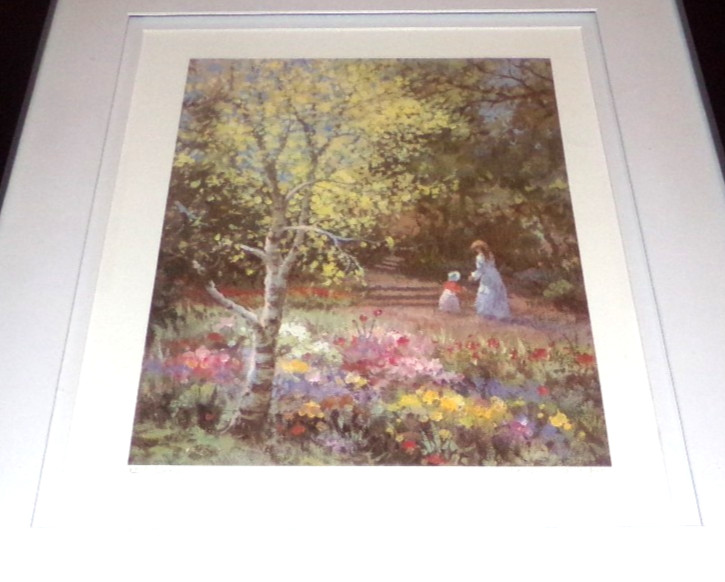 Hyun Bo Yoo «Mother & Child in Flower Garden» Framed Print Limited Ed. Signed