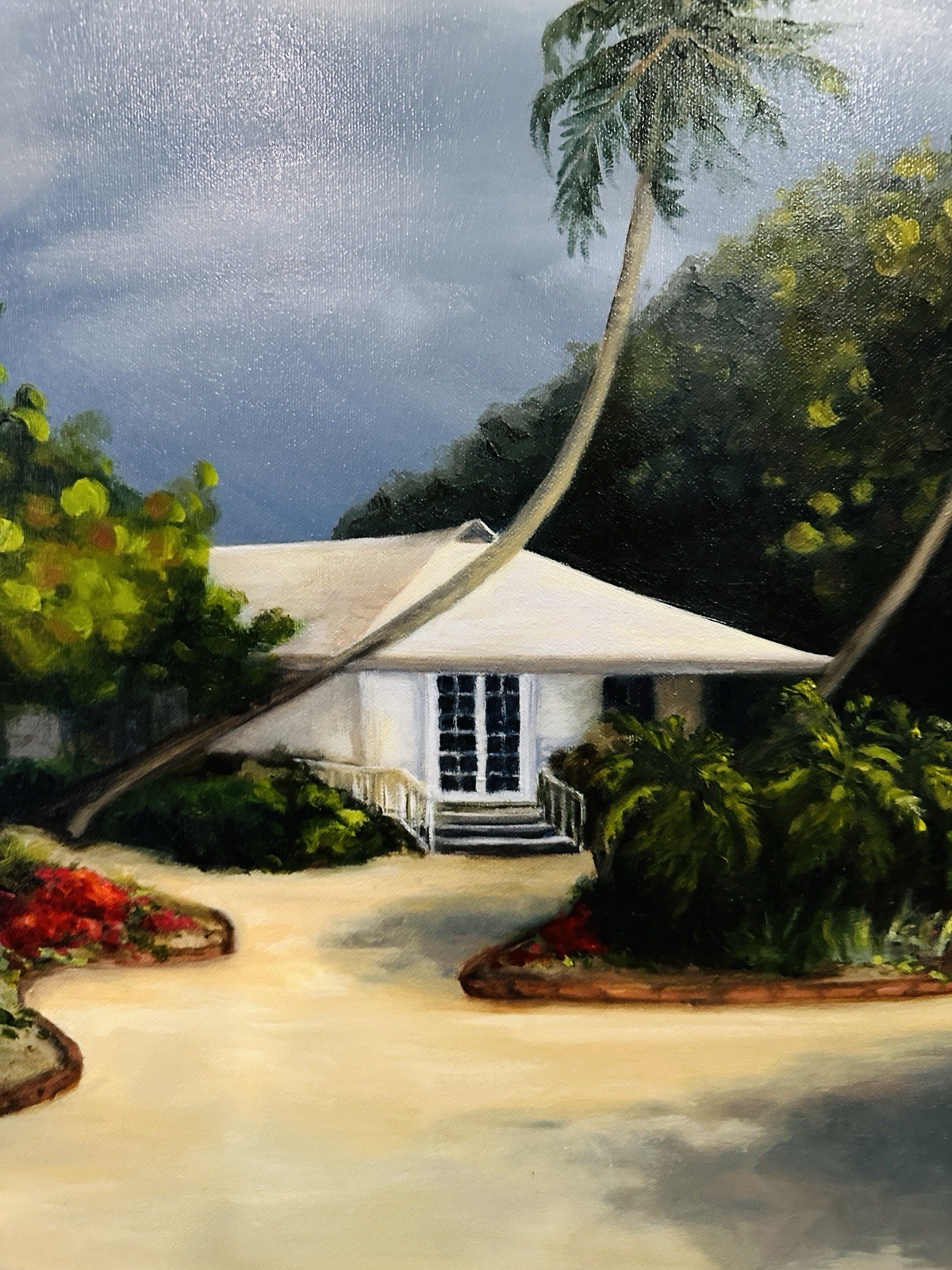 Florida Beach House Highwaymen Style Painting Oil On Canvas 30”x42” Nice 🎉