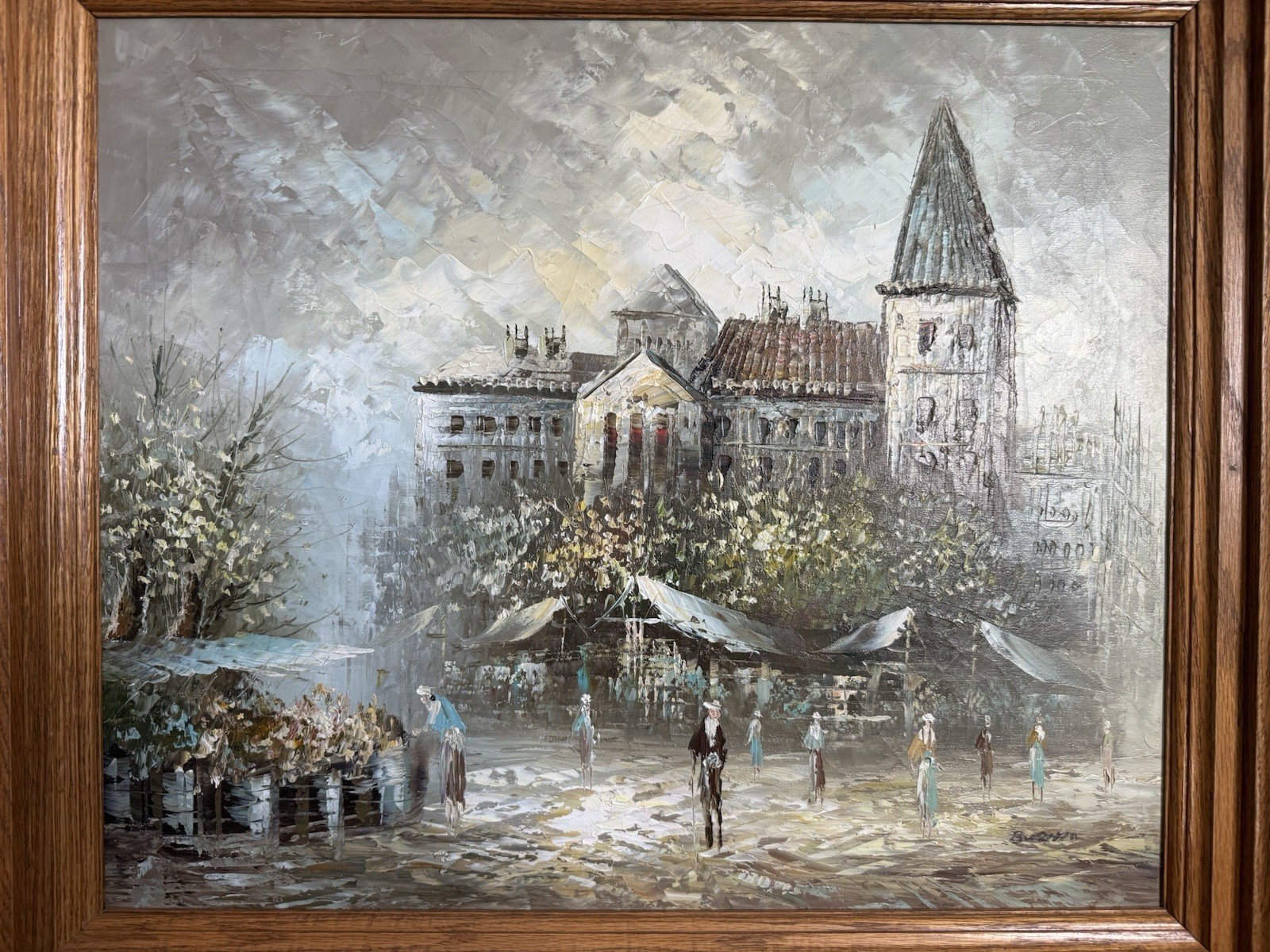 Oil Painting Paris Street Scene 20×24. C. Burnett, No Frame