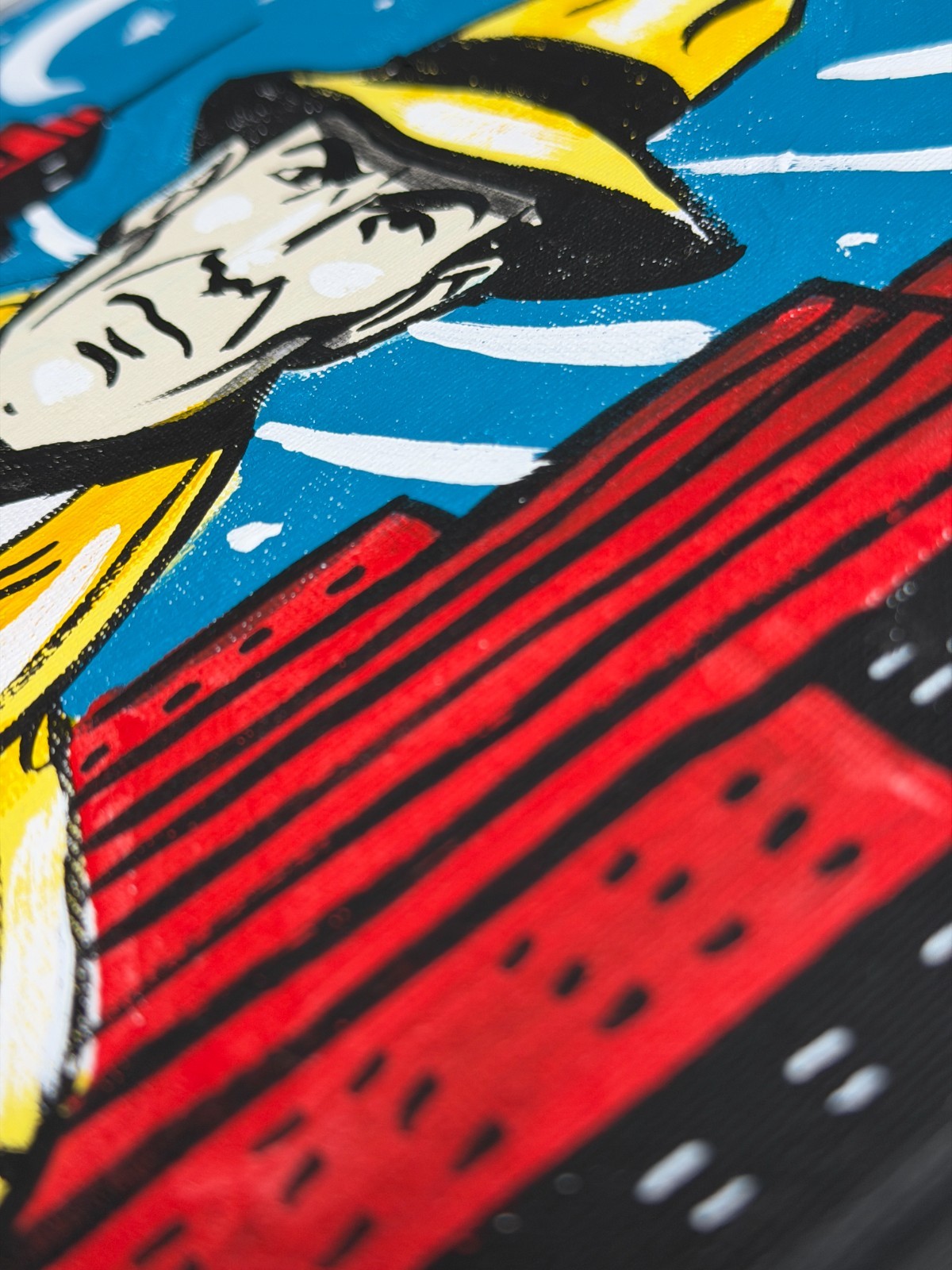 Vintage Dick Tracy Pop Art Acrylic Painting – 16×12″ Stretched Canvas