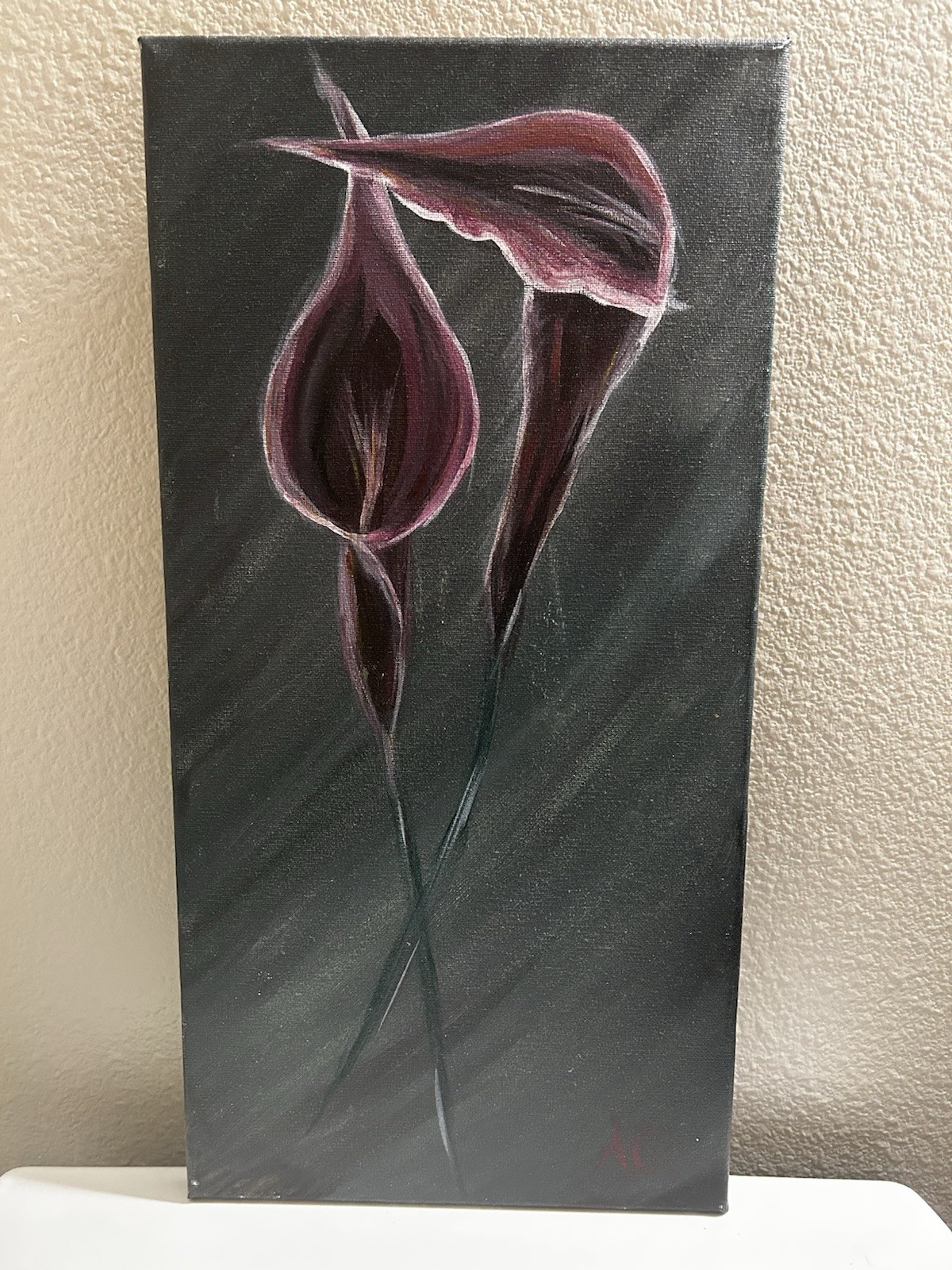 Original Painting 10×20 On Canvas, Calla Lilies