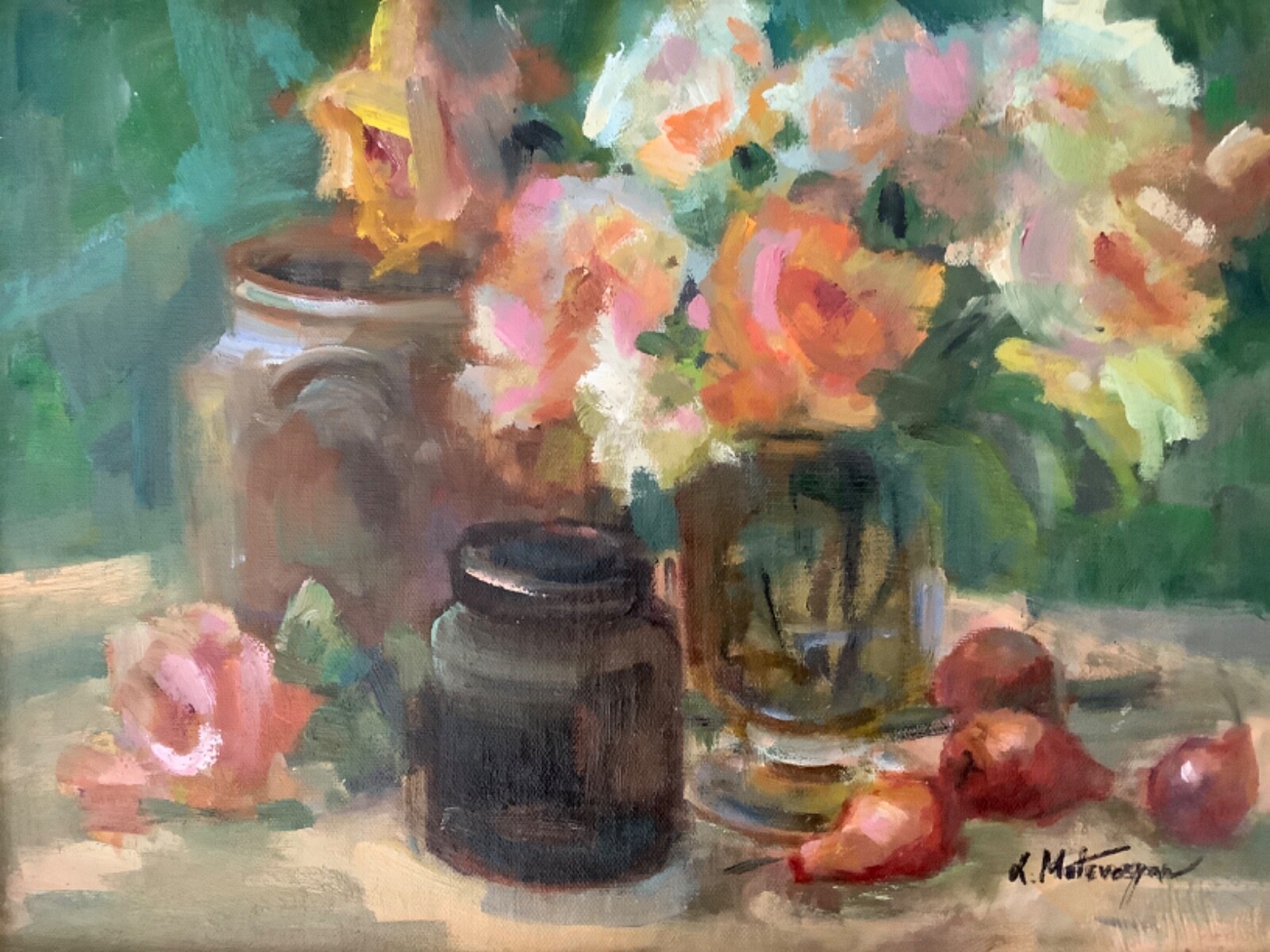 Original Impressionism Framed Oi Painting 12×16 Floral Still Life Signed