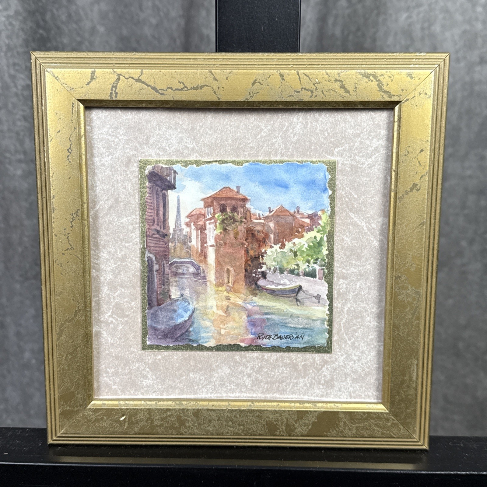 Ruth Baderian Watercolor Painting Signed South Venice Light 9×9”