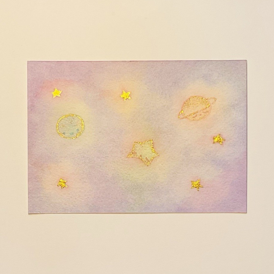 Original Stars & Outer Space Watercolor Painting, Illustration, Unframed