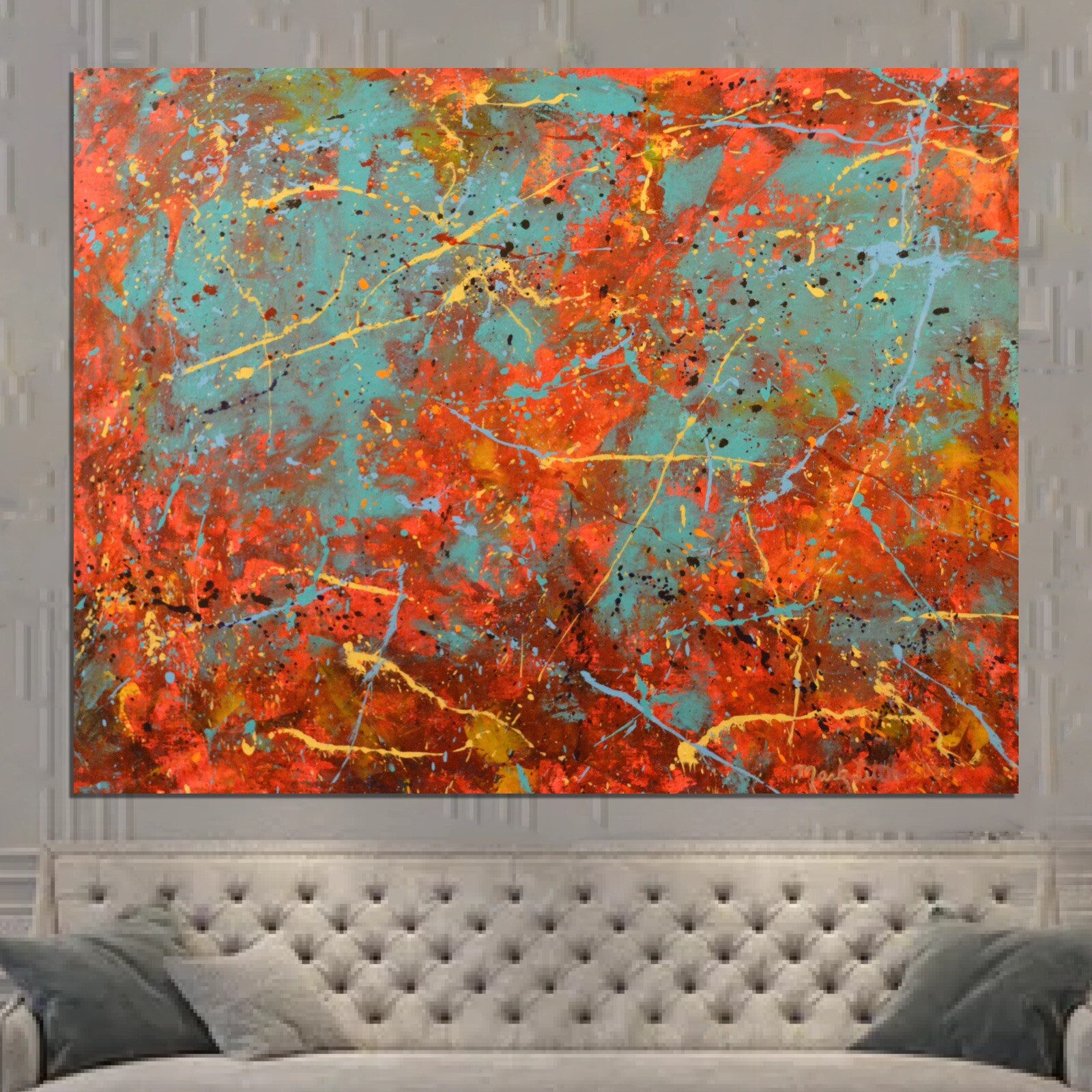 Pollock/Richter style￼ Professional Painting 81” X 62”(6ft 9in)Abstract Modern