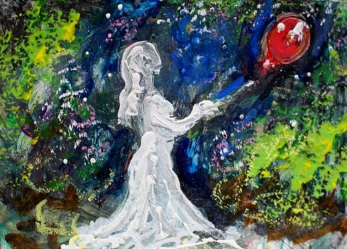 ACEO Original Painting TWIN FLAME Love Divine Energy Soul Union Spirit Stars ART