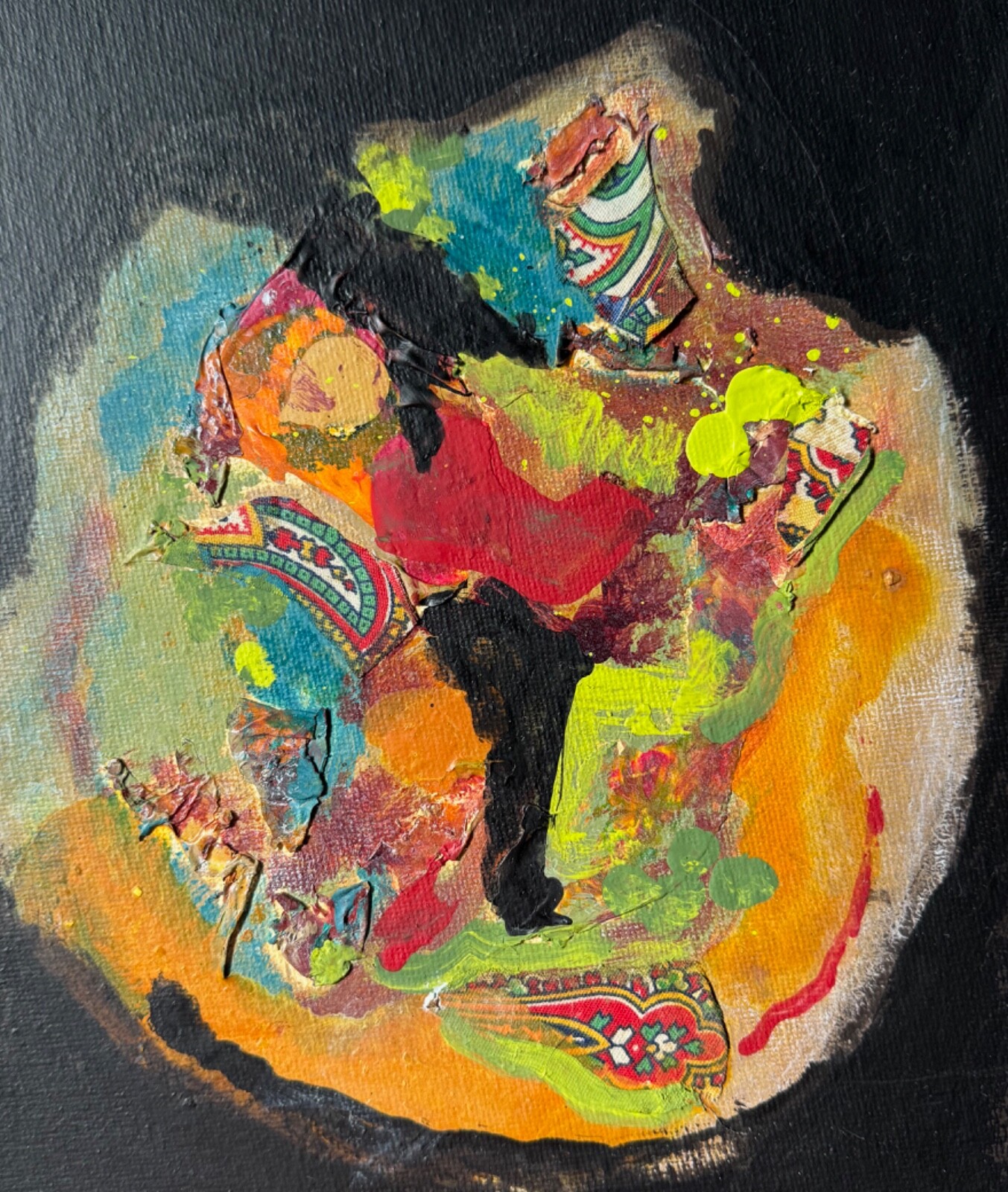 Contemporary Mixed Media Multi-Color Abstract Acrylic Painting Modern Art – C