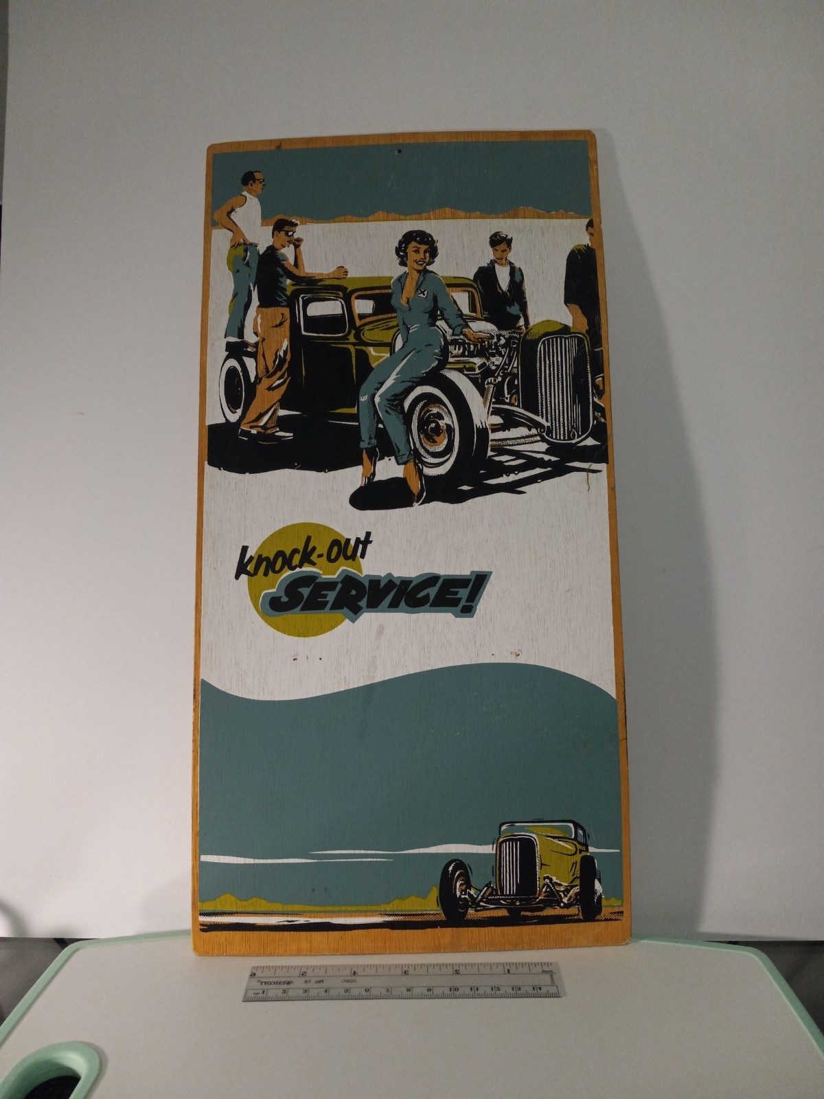 Vintage Hotrod SIGN Car Girl Grille She’s The Mechanic on Duty Garage Shop Art