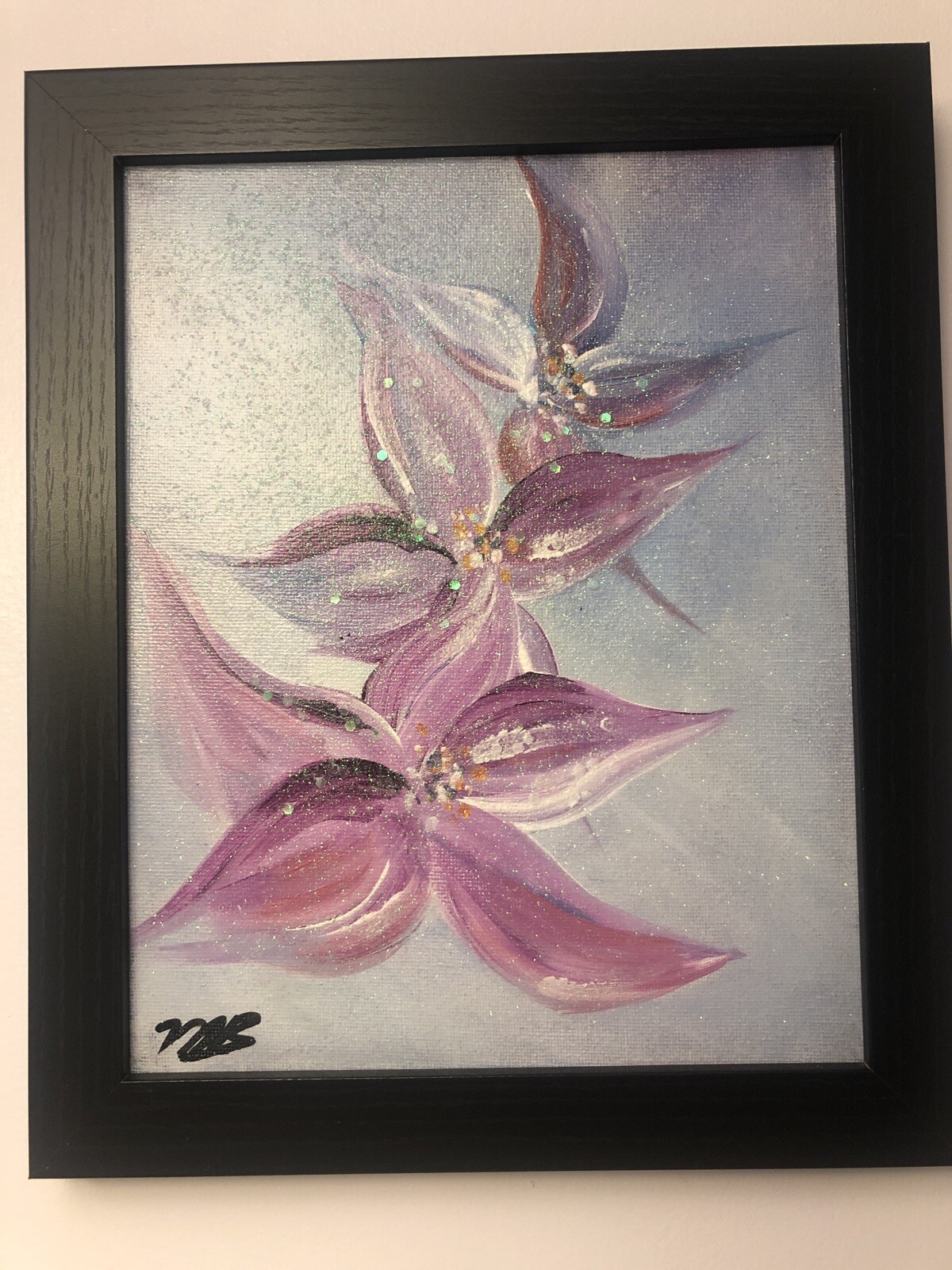 ‘Diamond Dust’, Acrylic On Canvas Floral Abstract Painting, 10”x8”