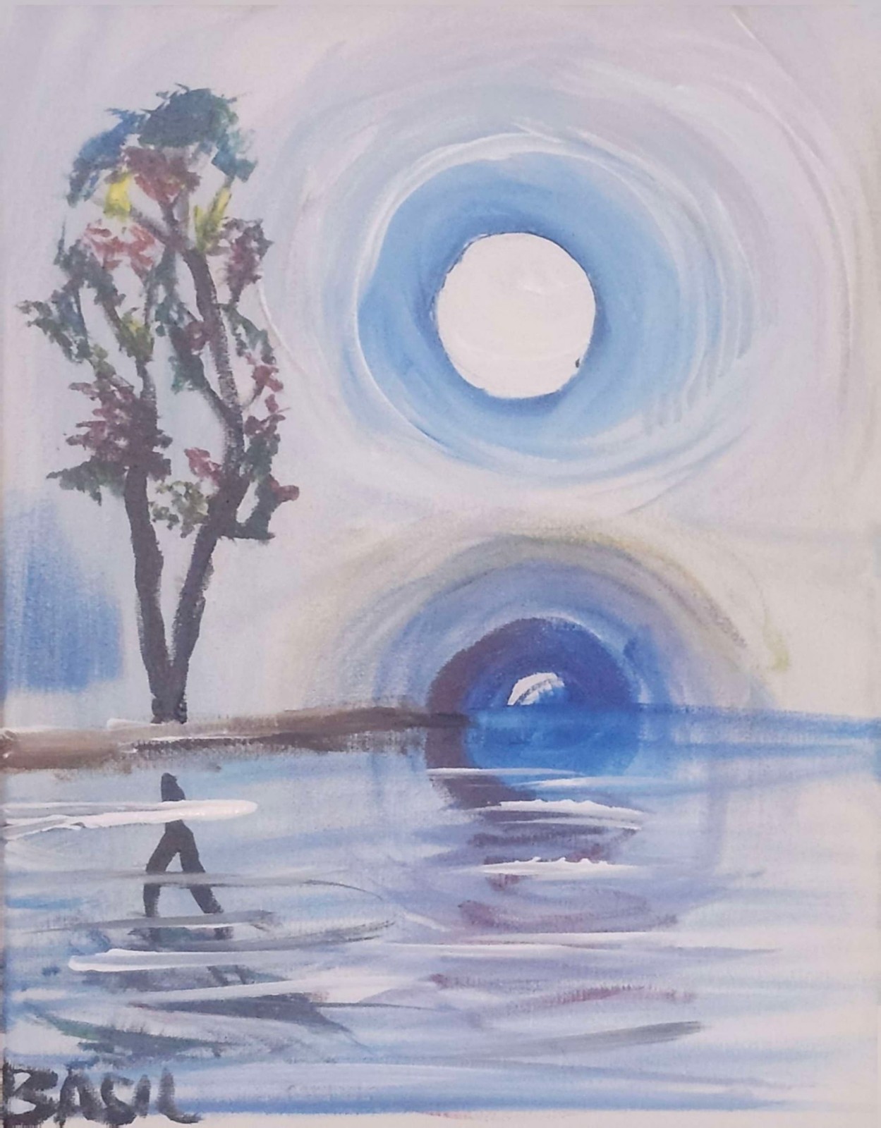 Serene Reflection Colorful Modern Art Acrylic Painting Canvas