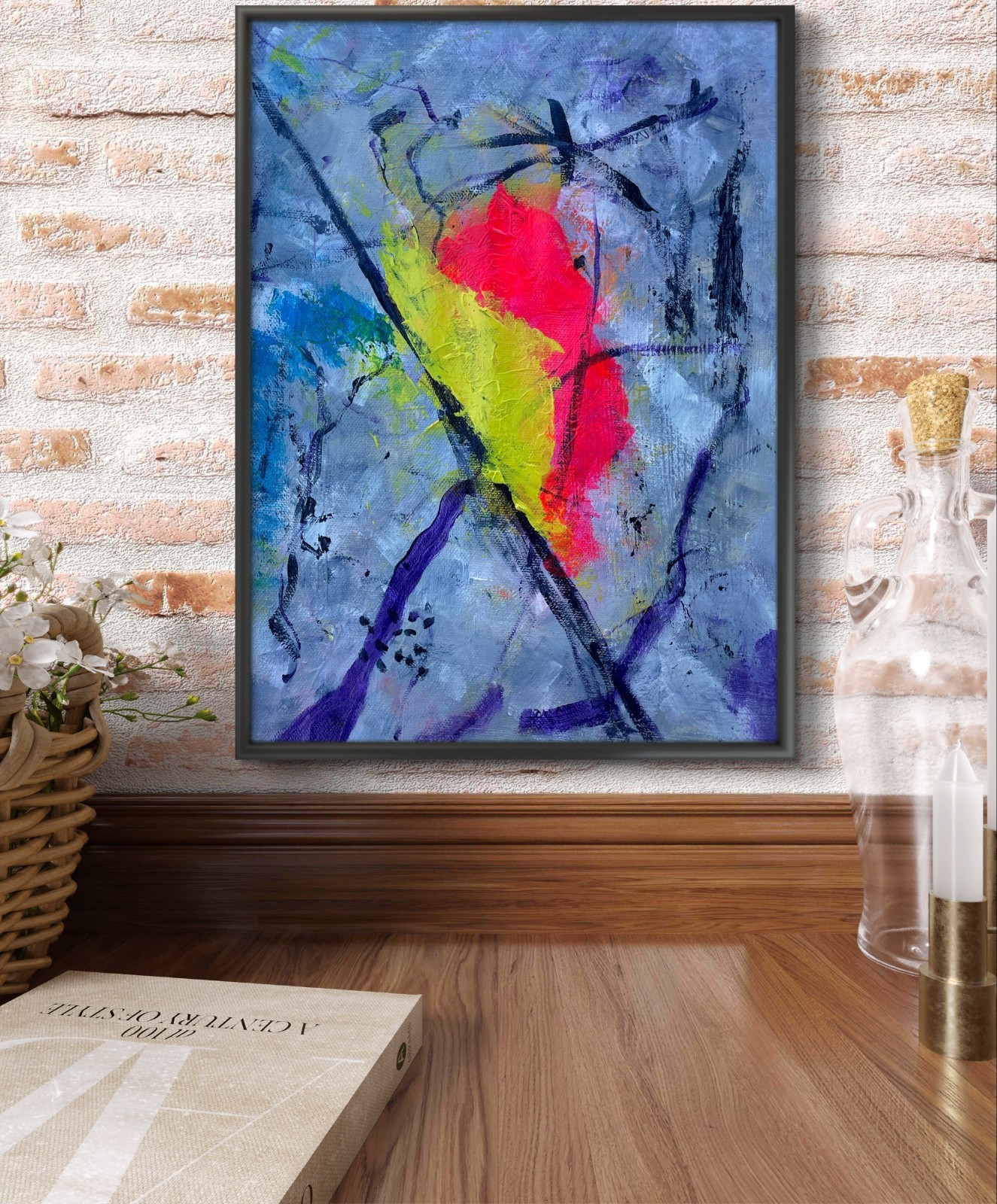 Original Art «Warbler» 9×12 Canvas Expressionism Abstract Design Home Art