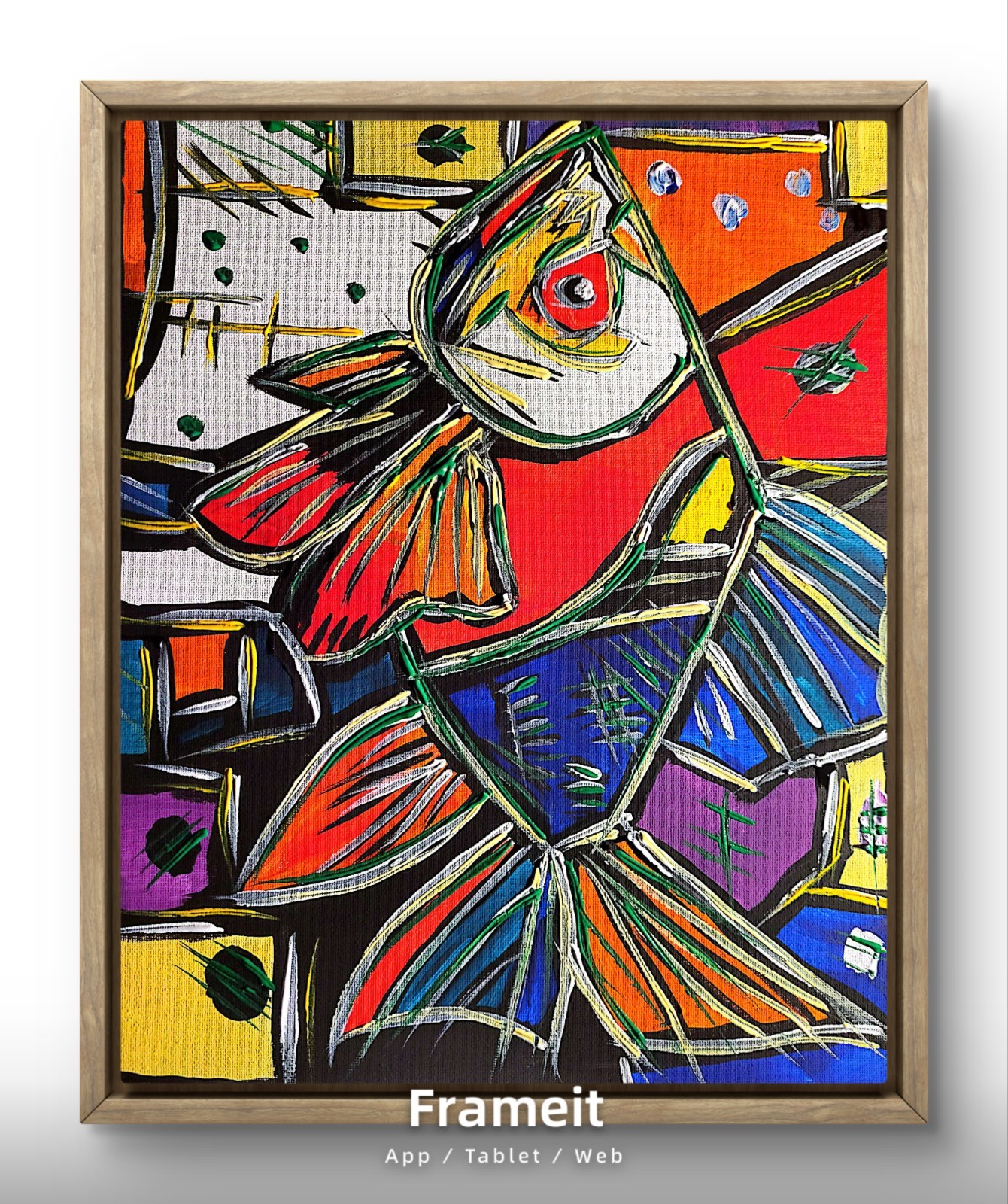 D Cook EXPRESSIONISM 14X11 Gold Fish ABSTRACT ORIGINAL ART MODERN HOME