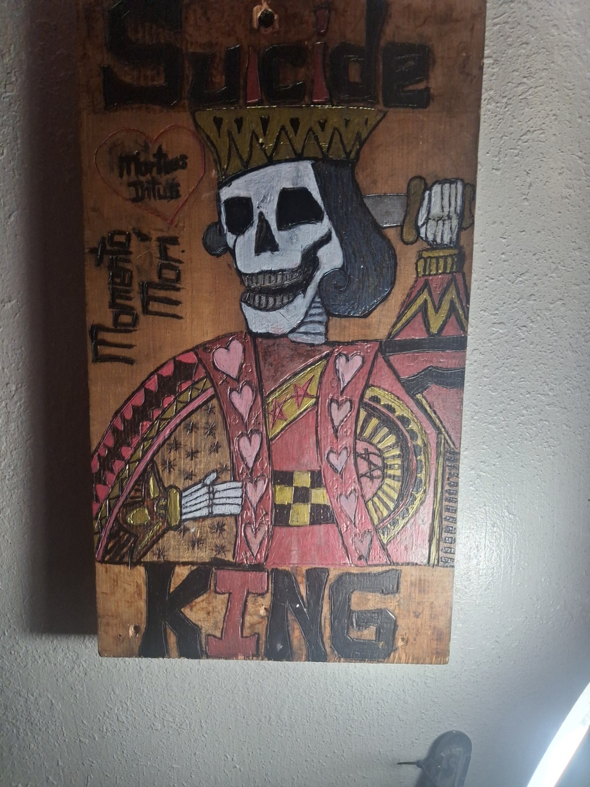 Suicide King Paint Over Woodburning