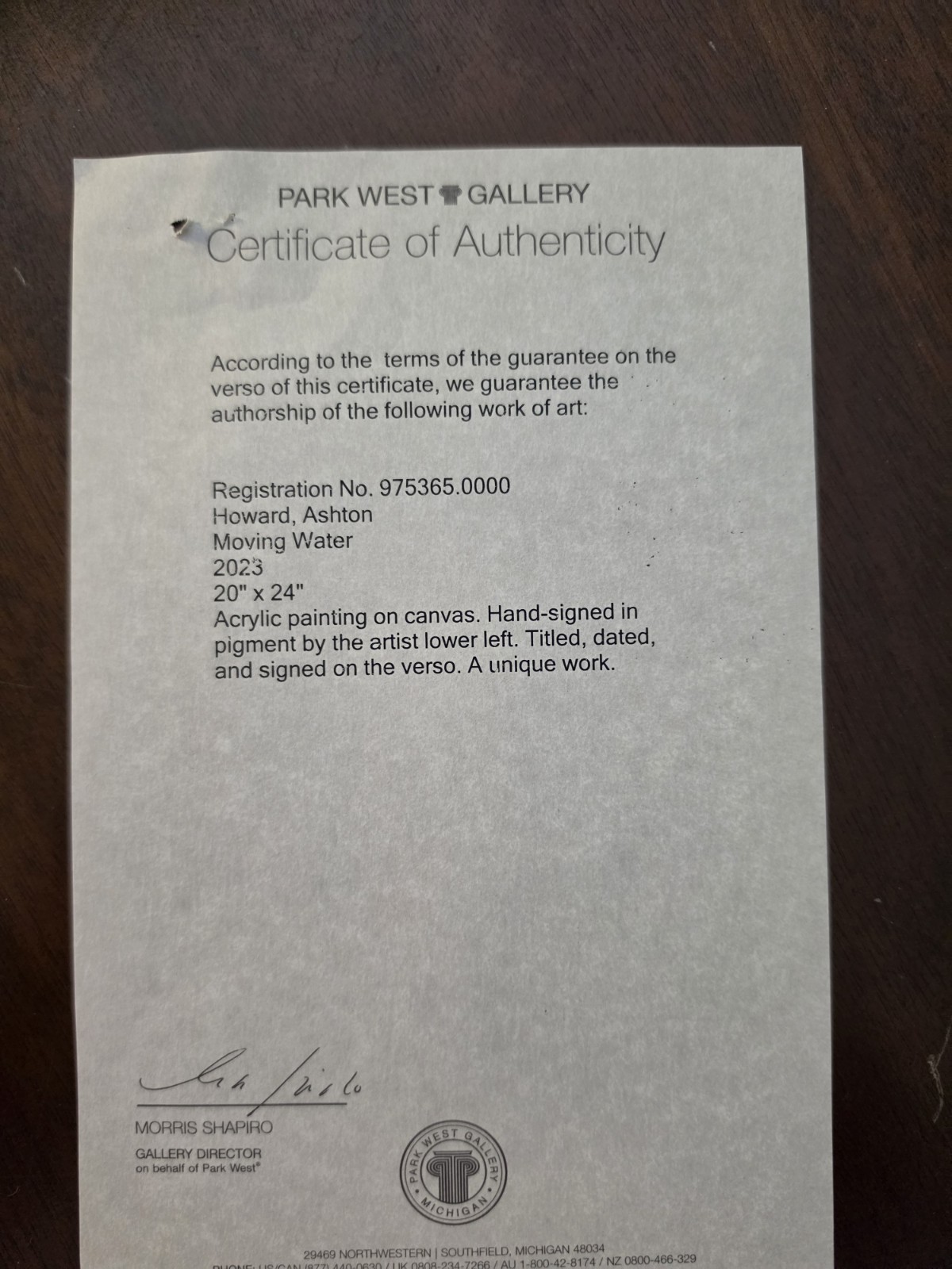 Original Ashton Howard «Moving Water acrylic pain on canvas hand signed