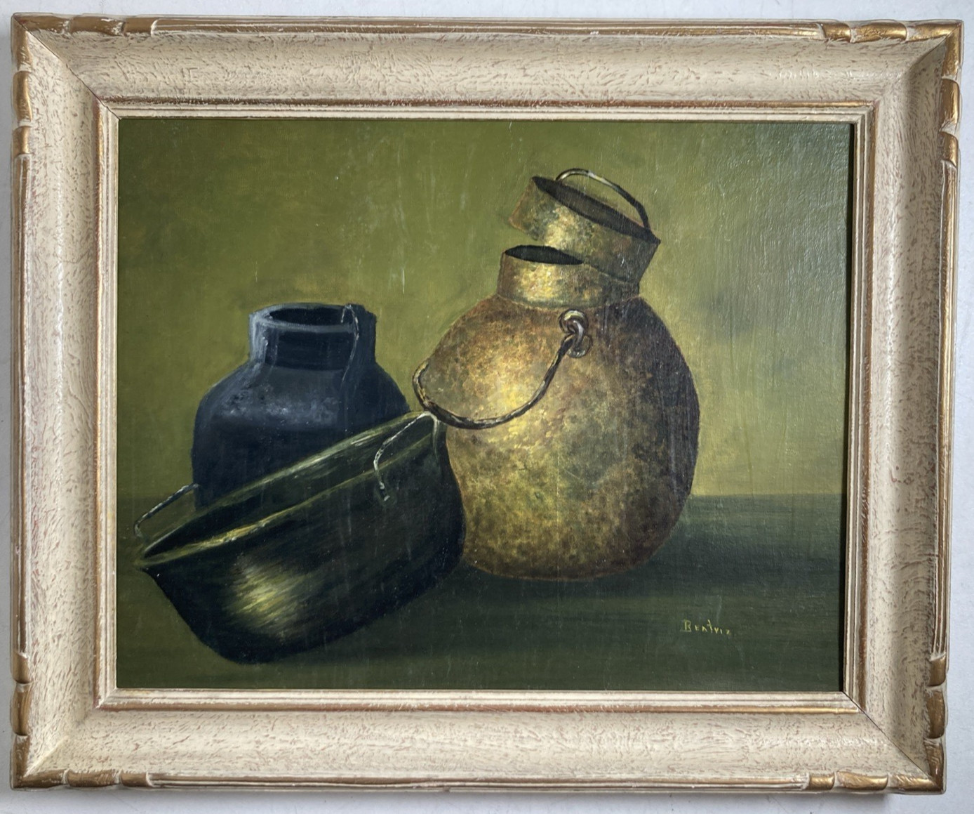 Vintage Original Oil Painting Impressionist Still Life Fine Frame Signed Beatriz
