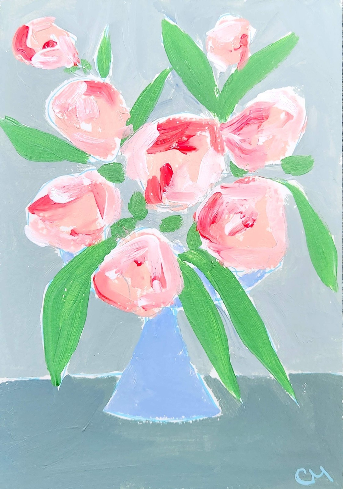 Hand Painted 5×7 Flower Painting Acrylic Earth Tones Living Room Mothers Day