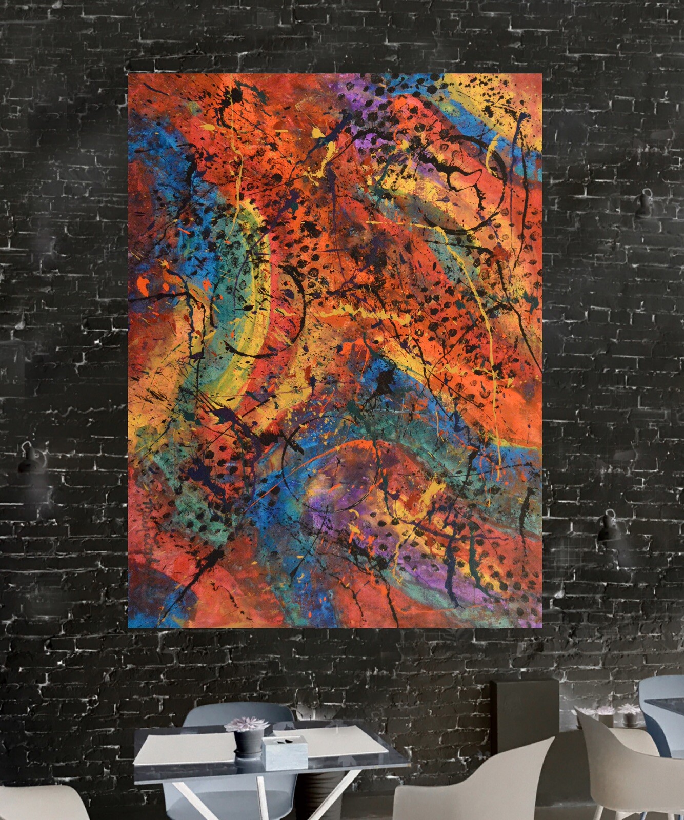 Jackson Pollock style￼ Profession￼al Painting 81” X 62”(6ft 9in)Abstract Modern