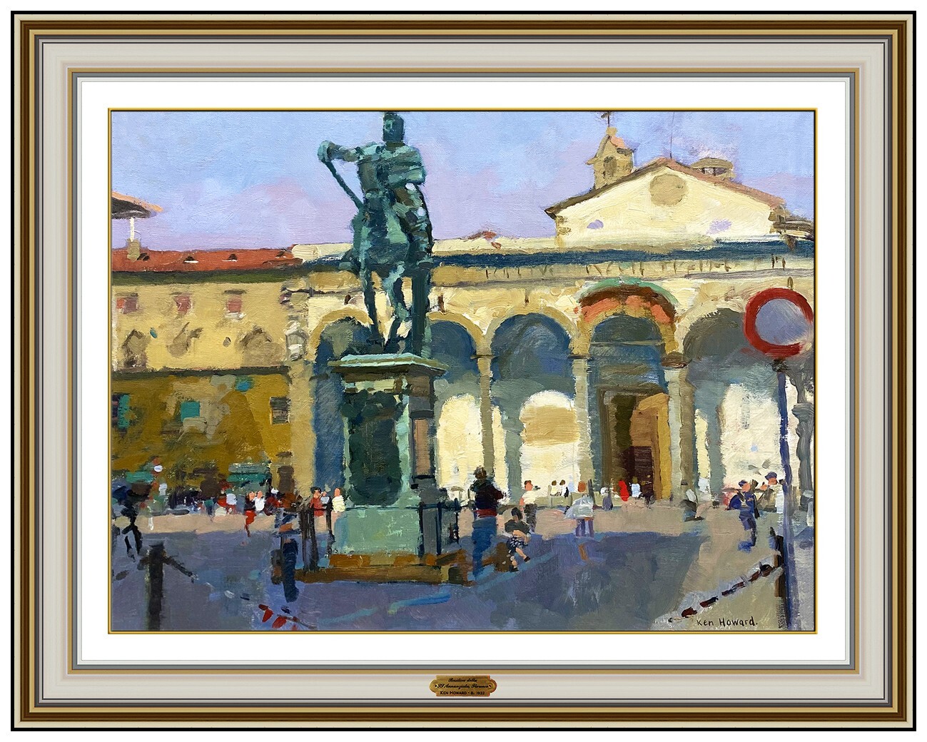 KEN HOWARD Original OIL PAINTING on CANVAS Florence Italy Street Signed Framed