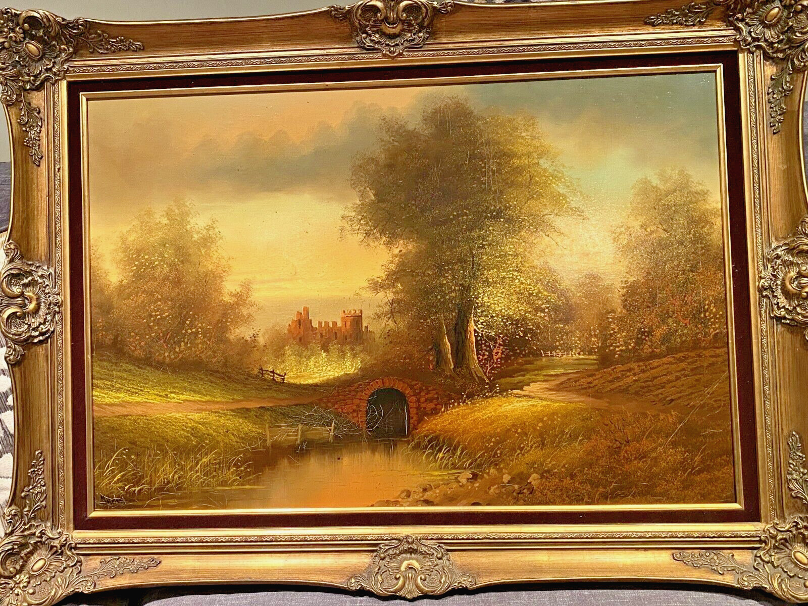 Continental School Yearly 20th Century Original O/C Landscape With Castle!