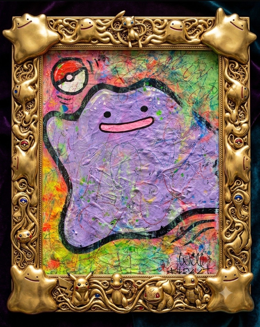 WILL STREET original 10×8 canvas painting/ Pokémon art ditto banksy picasso pop