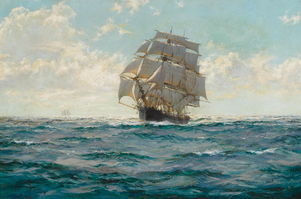 Sailing Ship Navigation Oil painting Wall Art Giclee Printed on Canvas P1843