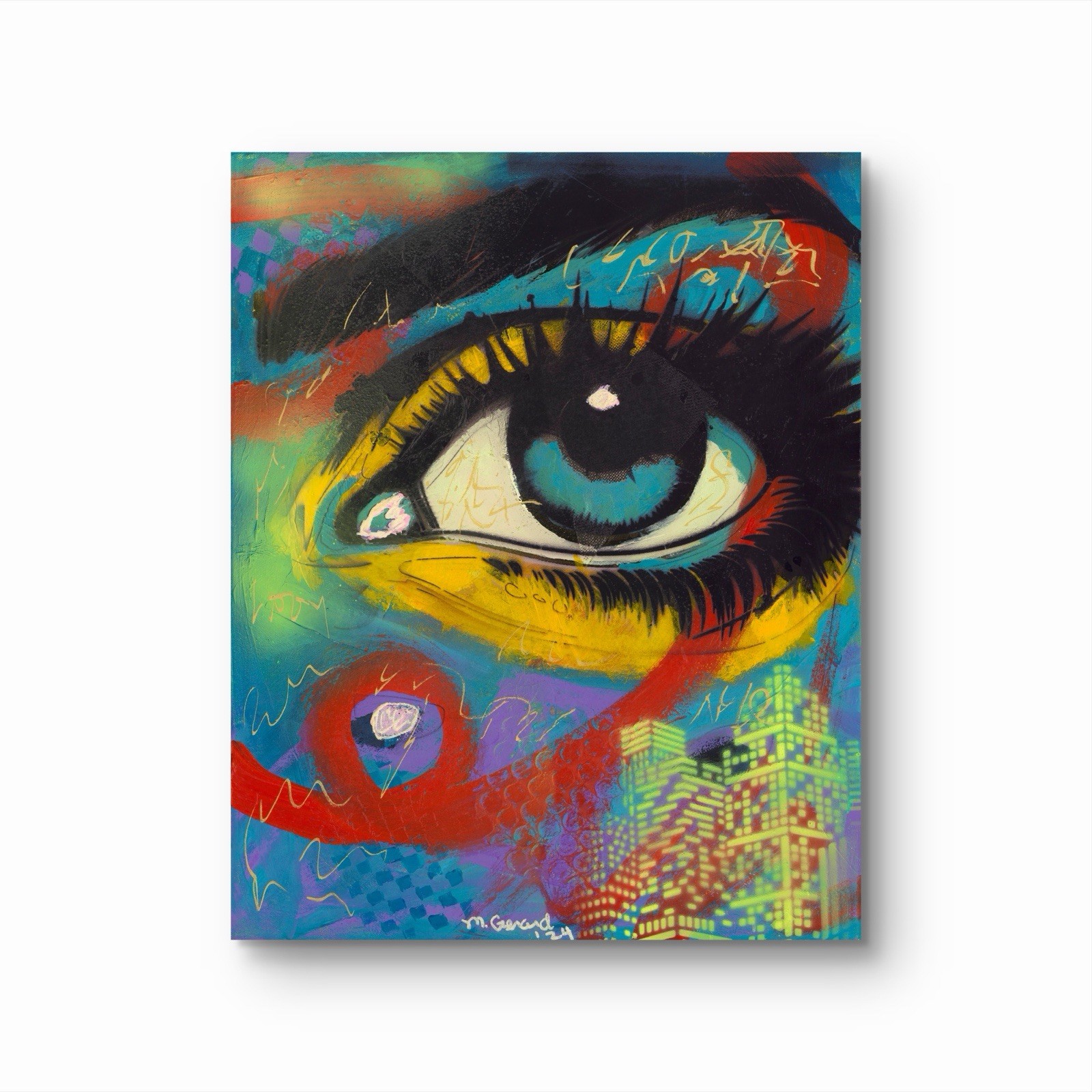 GERARD 16X20 IN-Abstract Expressionist Pop Original Painting Canvas Women