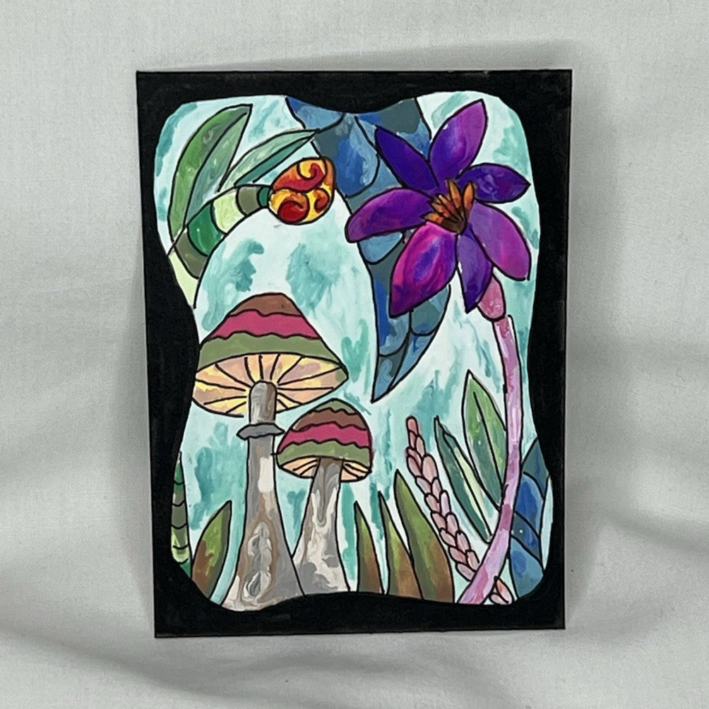 ACEO Original Whispering Spore 3 of 4 Tammy Henderson Acrylic Stained Glass OOAK