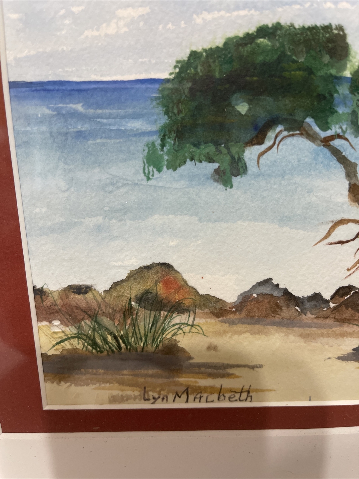 Mangrove Trees Landscape Painting Ocean Florida Coast Signed Framed 16.5×13.5”