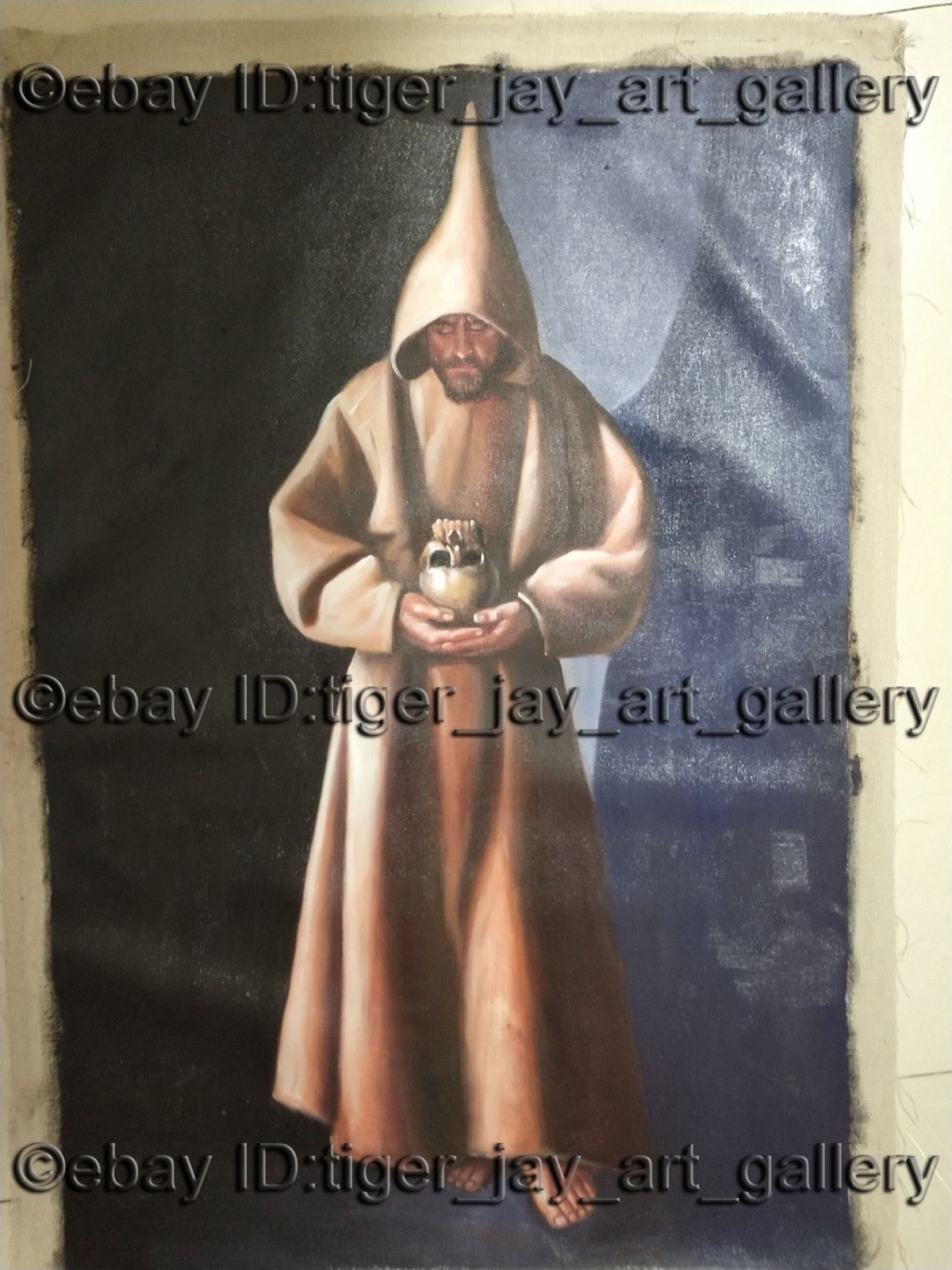 Saint Francis of Assisi in His Tomb Artwork Religious Christian Prayer Painting