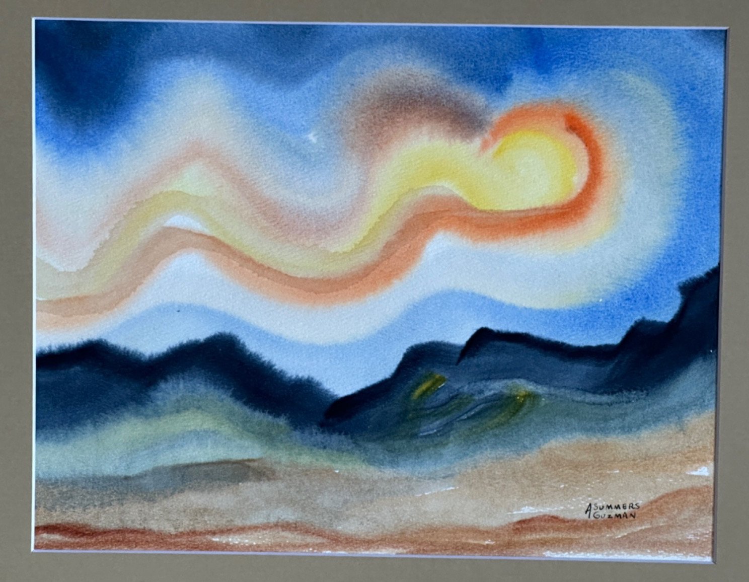 ALICE GUZMAN ORIGINAL WATERCOLOR PAINTING MATTED 16″ X 20″ NEW MEXICO 1980’S