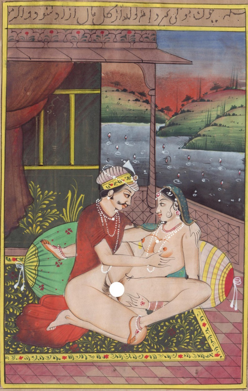 Original Hand Painted Indian Kamasutra Erotic Miniature Art Gold Leaf Love Scene