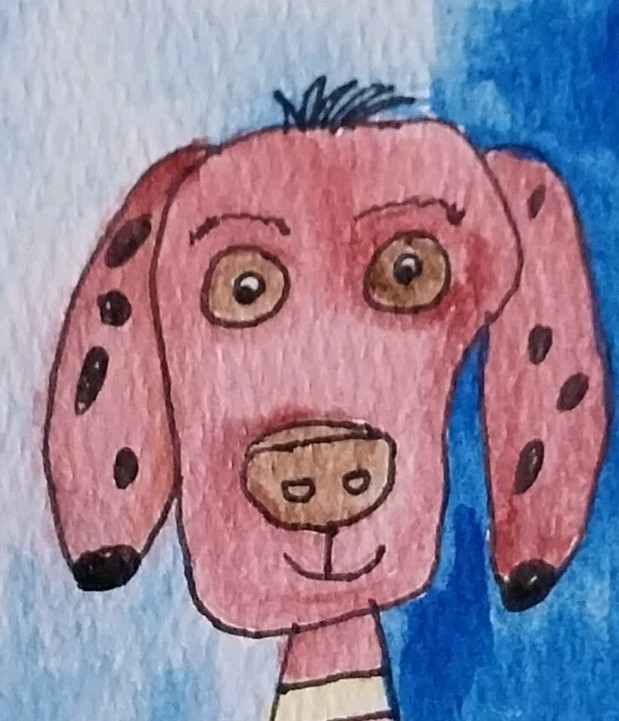 GAT ATC ACEO Painting IMPRESSIONISM Collectible ORIGINAL Puppy Dog Pet Wall Art