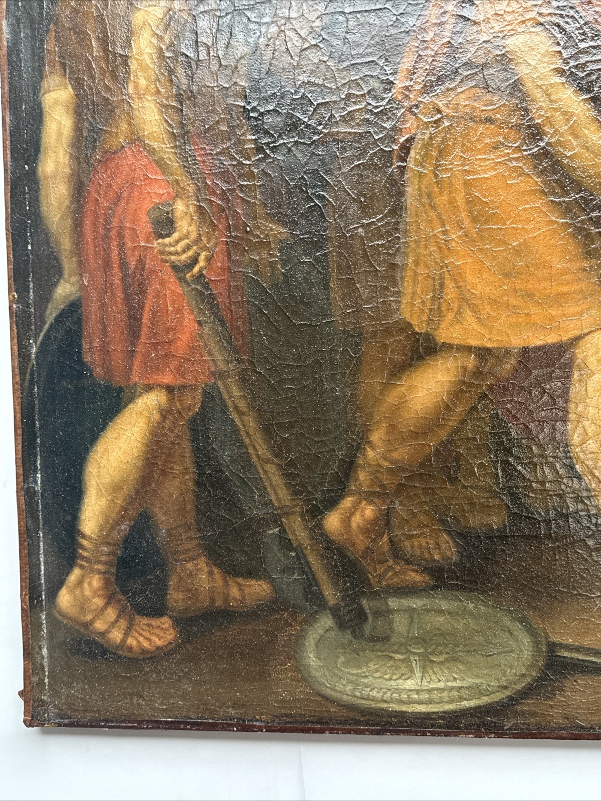 LARGE OLD MASTER PAINTING ANTIQUE ICON RELIGIOUS BIBLICAL RESTORATION PROJECT