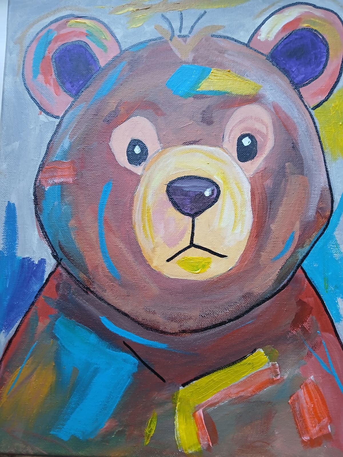 Expressionism/Abstract 11×14 Theodore Bear Signed Colorful Street Art Painting