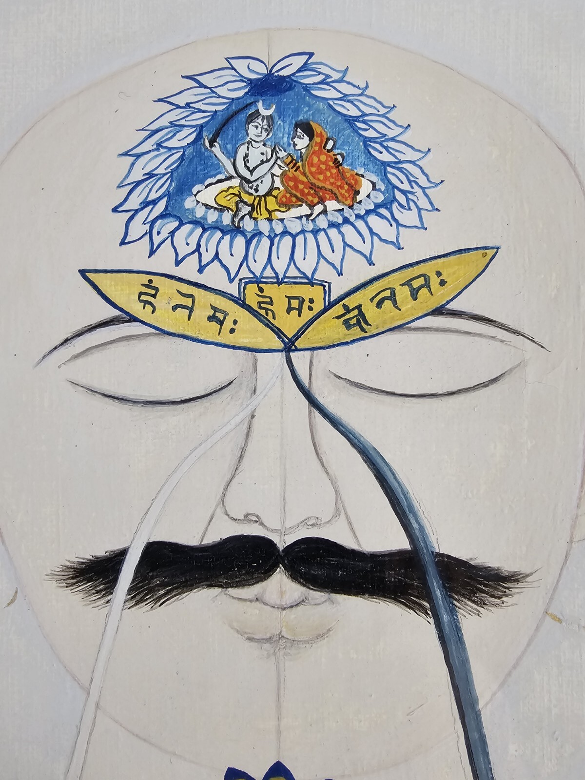 Large Vintage Original Buddhist Chakra Painting 26×19 Framed Meditation Art 1/1