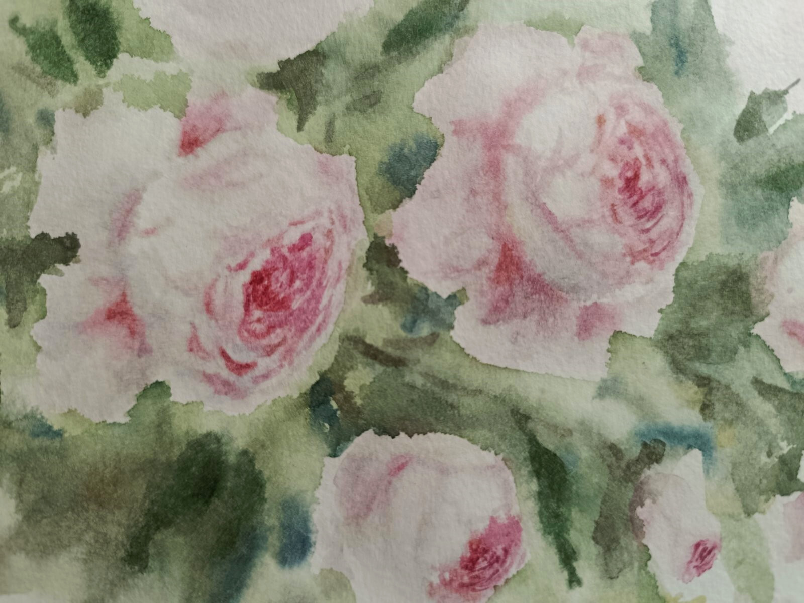 Flowers PINK ROSES Original Modern Artwork Painting Floral Landscape Art Gift A5
