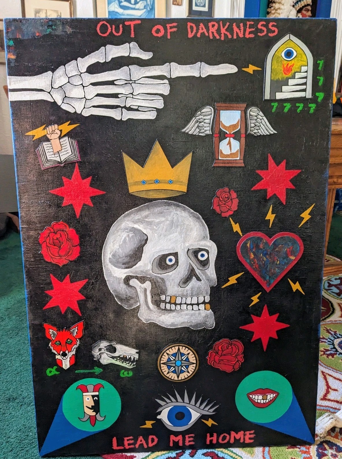 ‘Out Of Darkness’ Original Painting Collage Outsider Art 39″X 27″ Christian Art