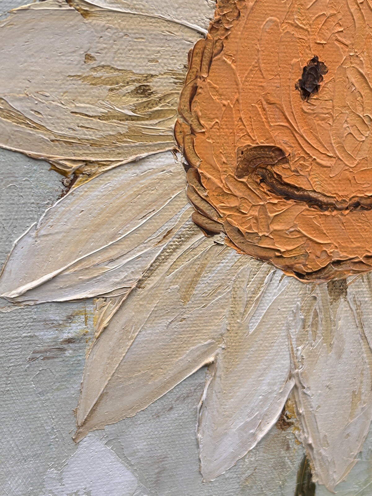 Original Canvas Smiling Daisy Painting Signed Kid Art Child or Sun Room Unframed