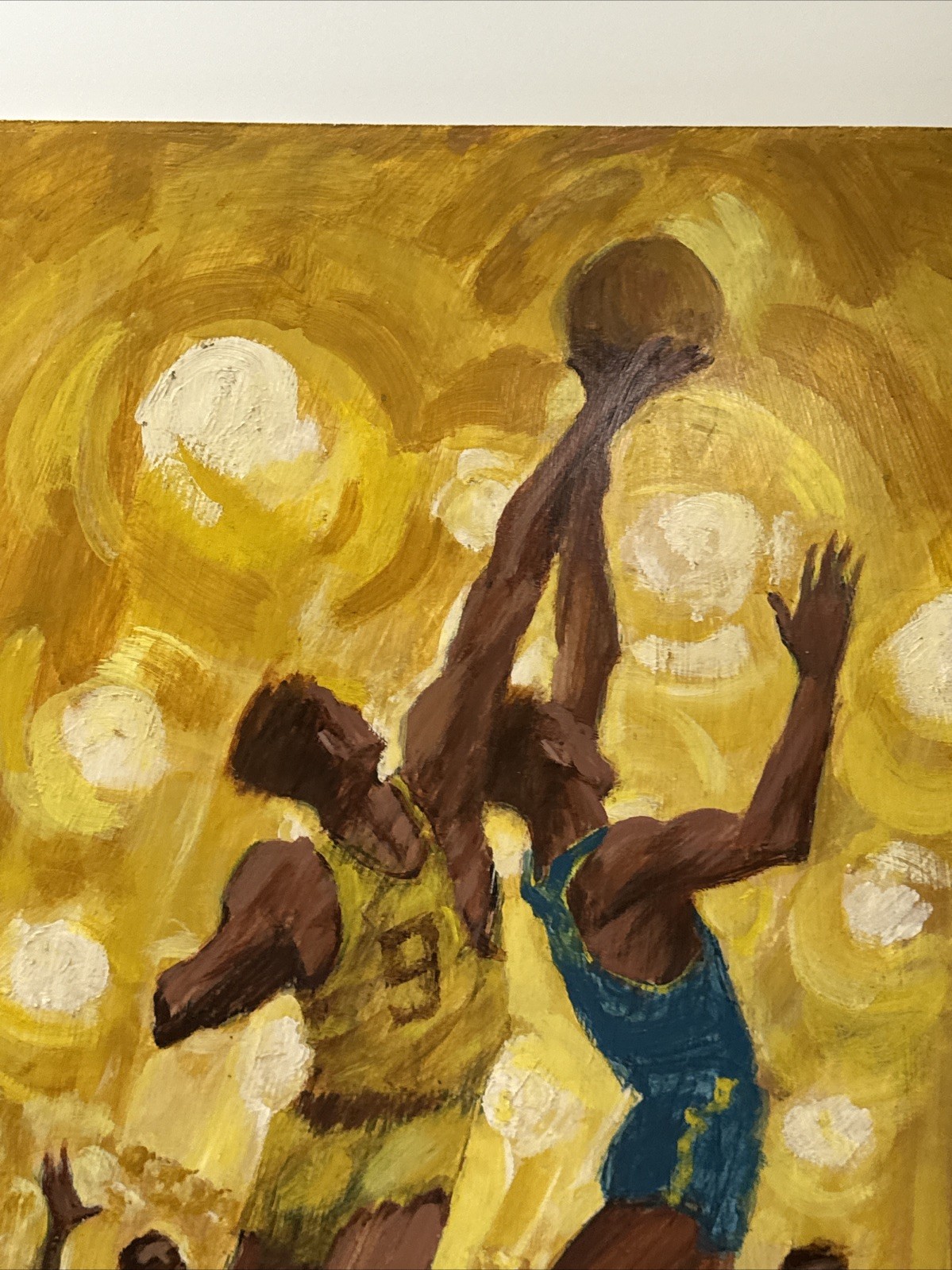 RALPH HULETT PAINTING BASKETBALL GAME PLAYERS VINTAGE LISTED FAMOUS SPORTS LARGE